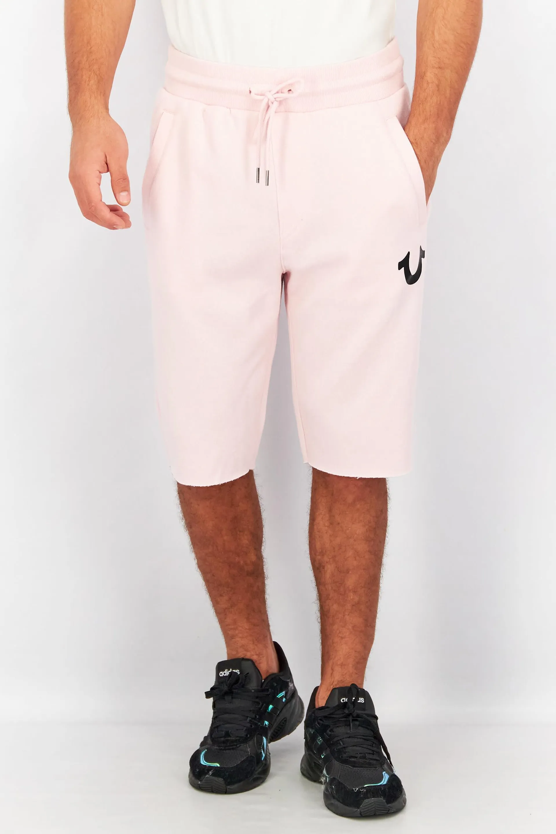 Men Regular Fit Brand Logo Sweat Shorts, Pink