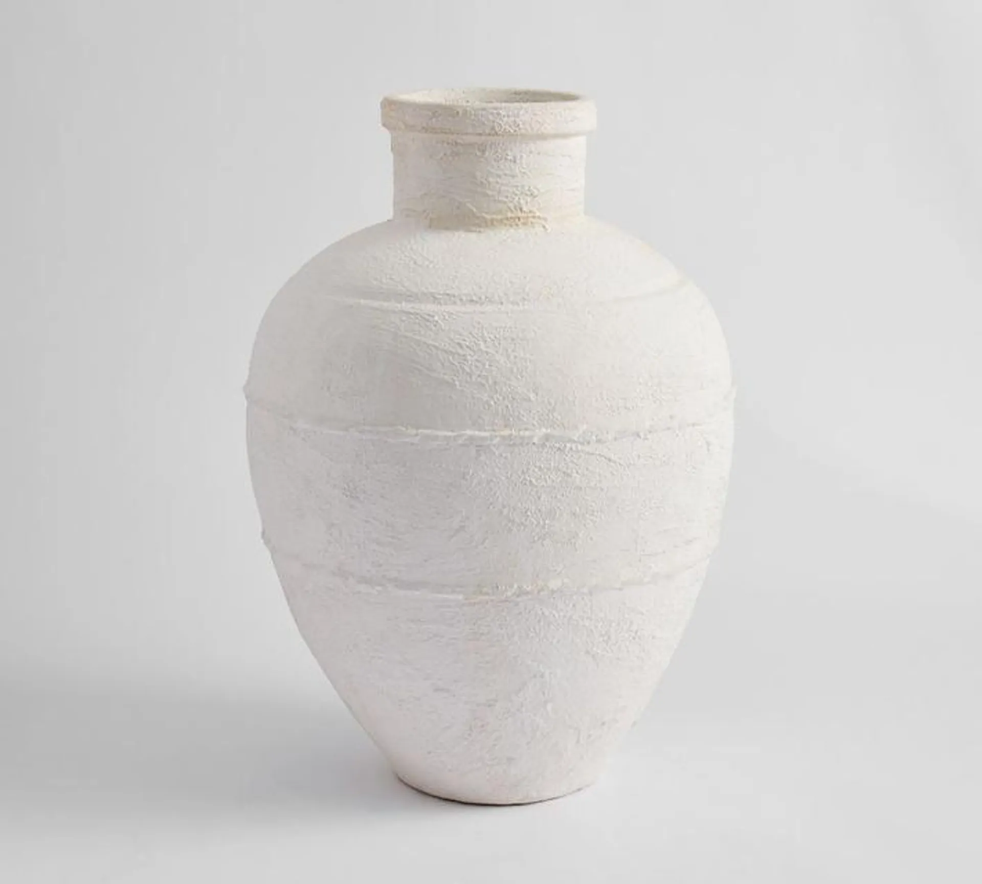 Artisan Hand Painted Terra Cotta Vase Collection - White