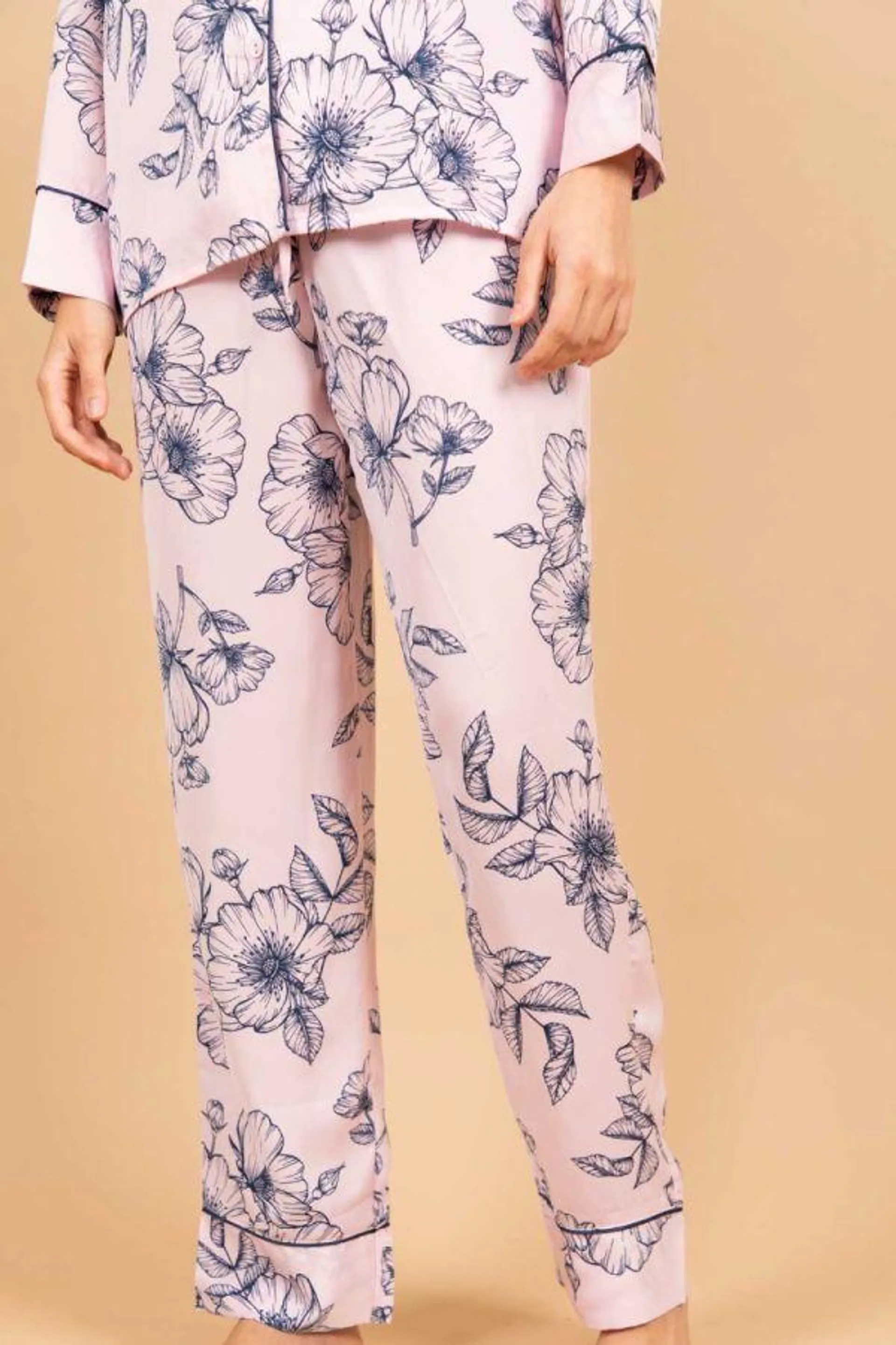 Ladies Pink Sketchy Floral Pant