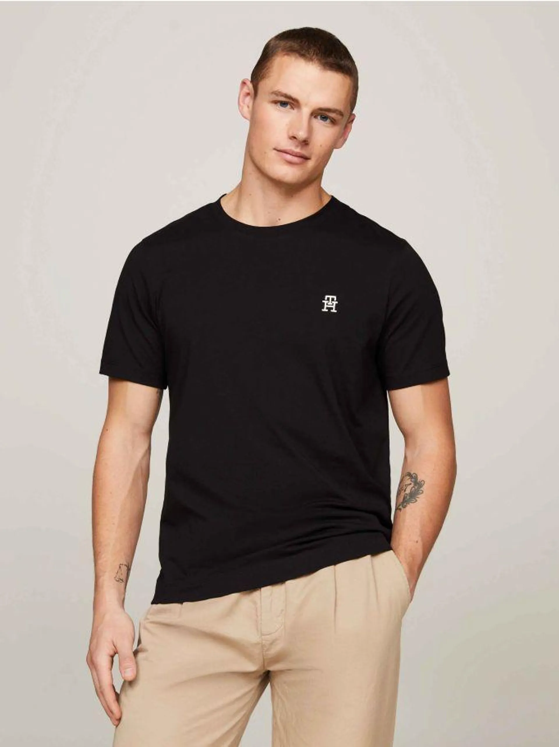 TH Monogram Embroidery Crew Neck T-Shirt