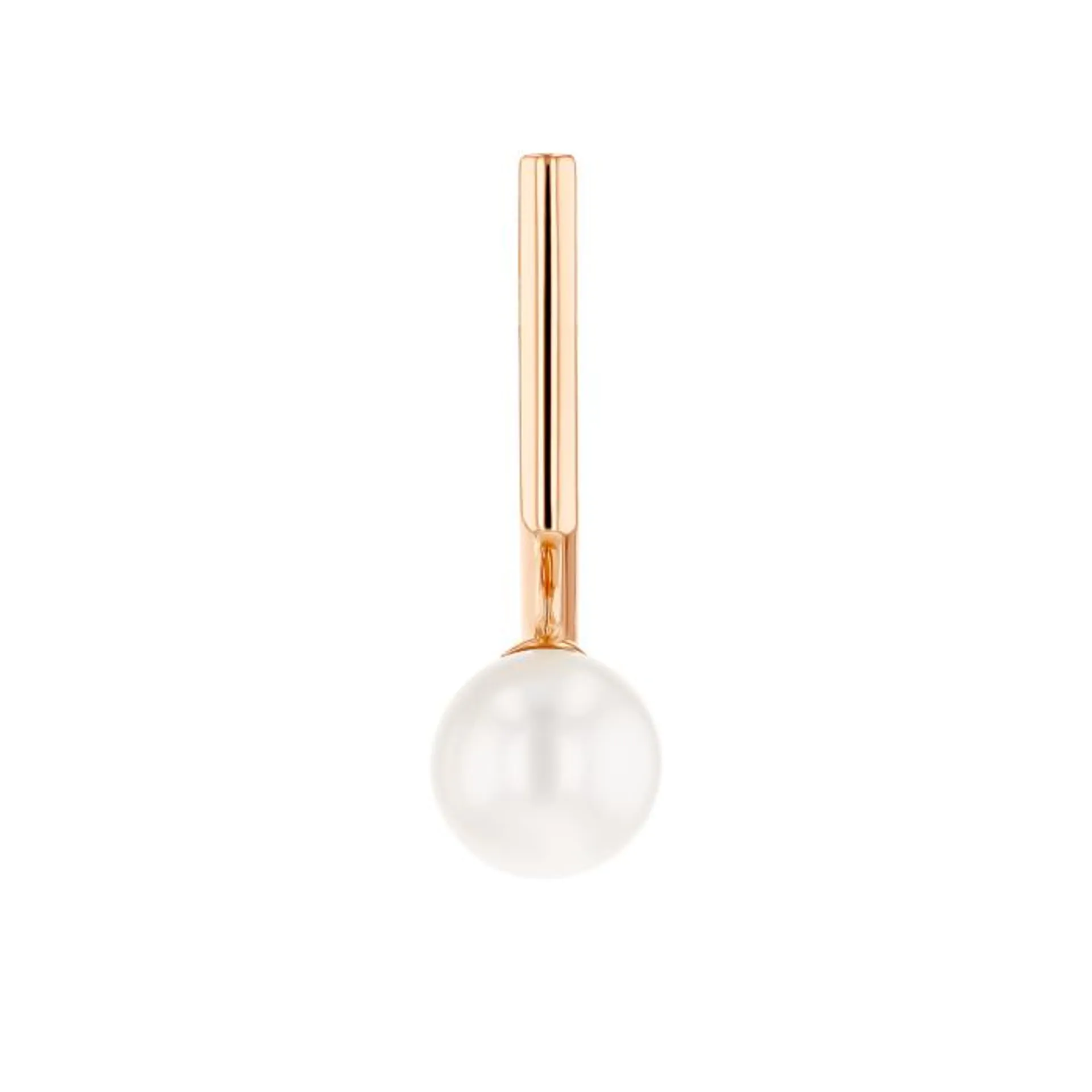 Kiku Glow Earrings in 18K Rose Gold With Two Freshwater Pearls on Bent Bar