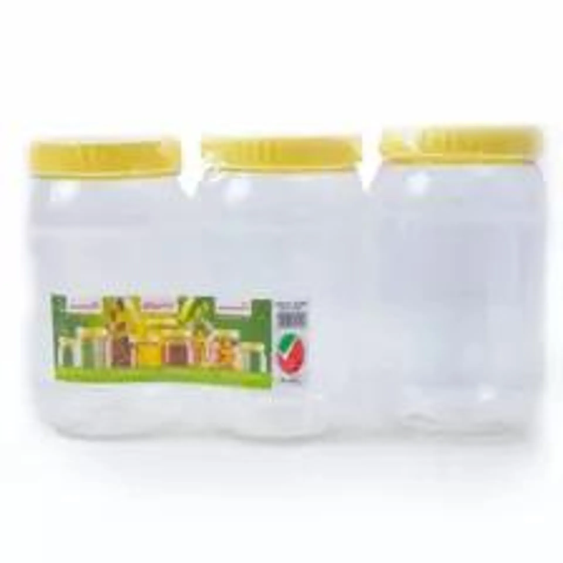 Sunpet Medium Yellow Top Plastic Food Storage 1500ml round 3pc pack; Sunpet Round Spice Jar