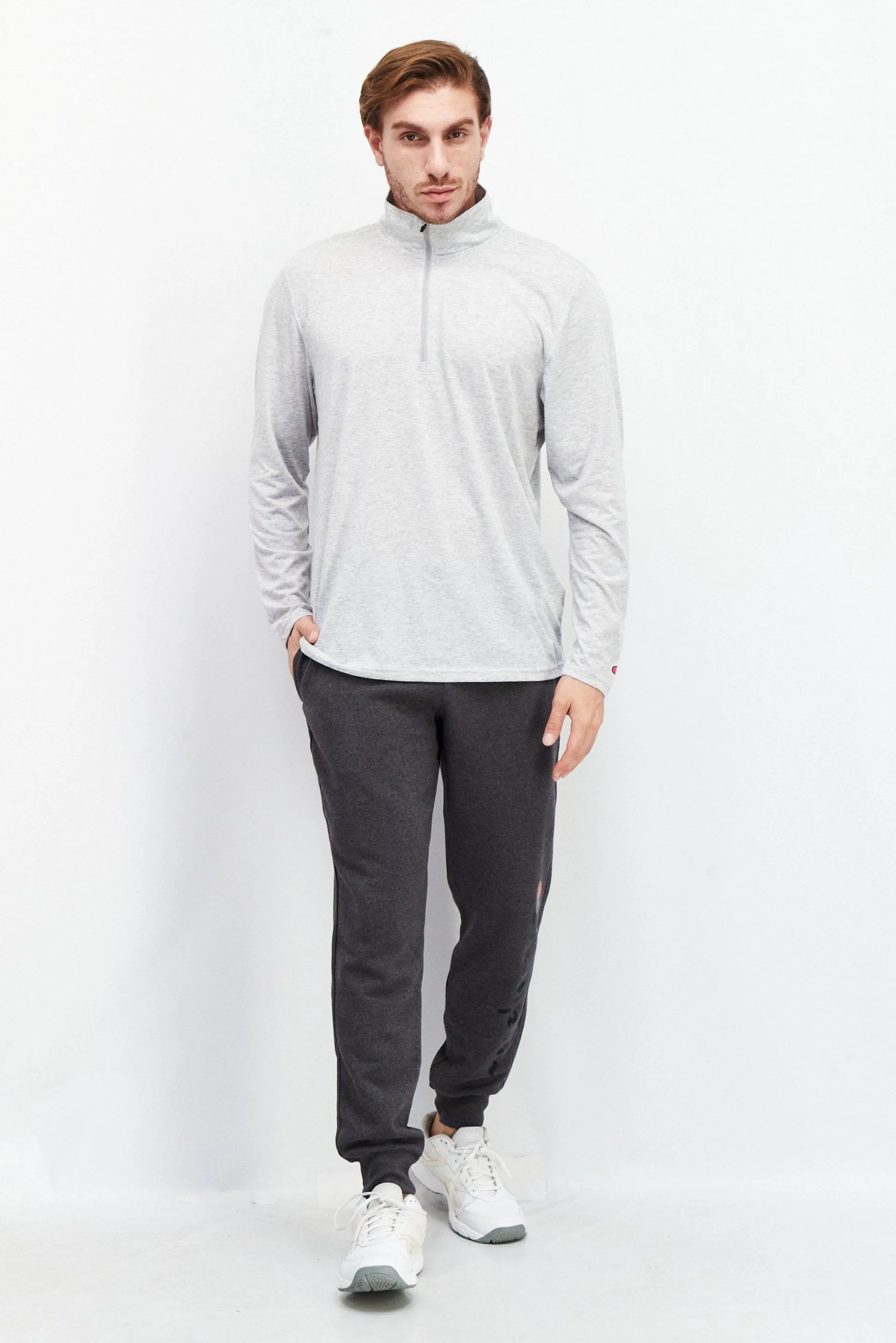 Men Sportswear Fit Long Sleeves Heather Sweatshirt, Light Grey