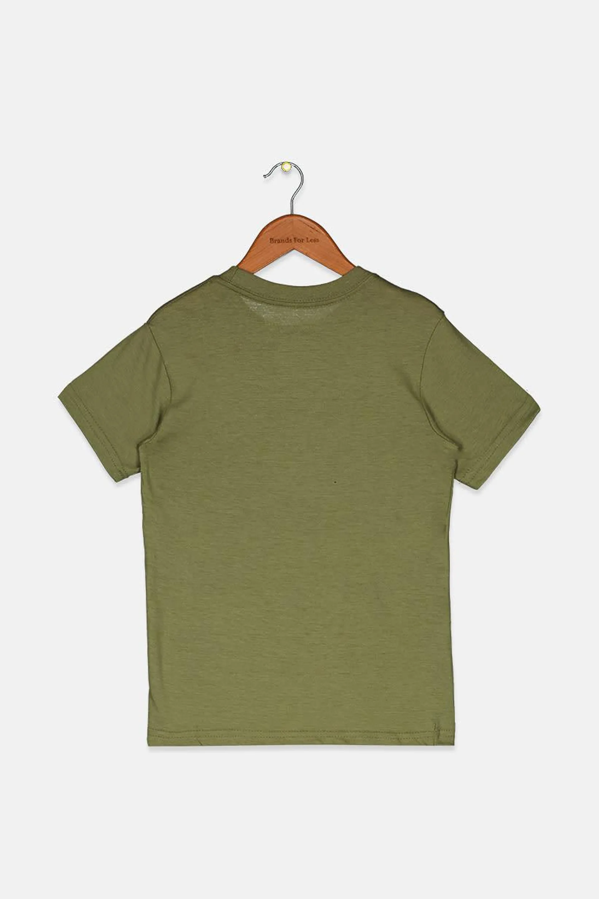 Kids Boy Crew Neck Short Sleeve Brand Logo T-shirt, Olive