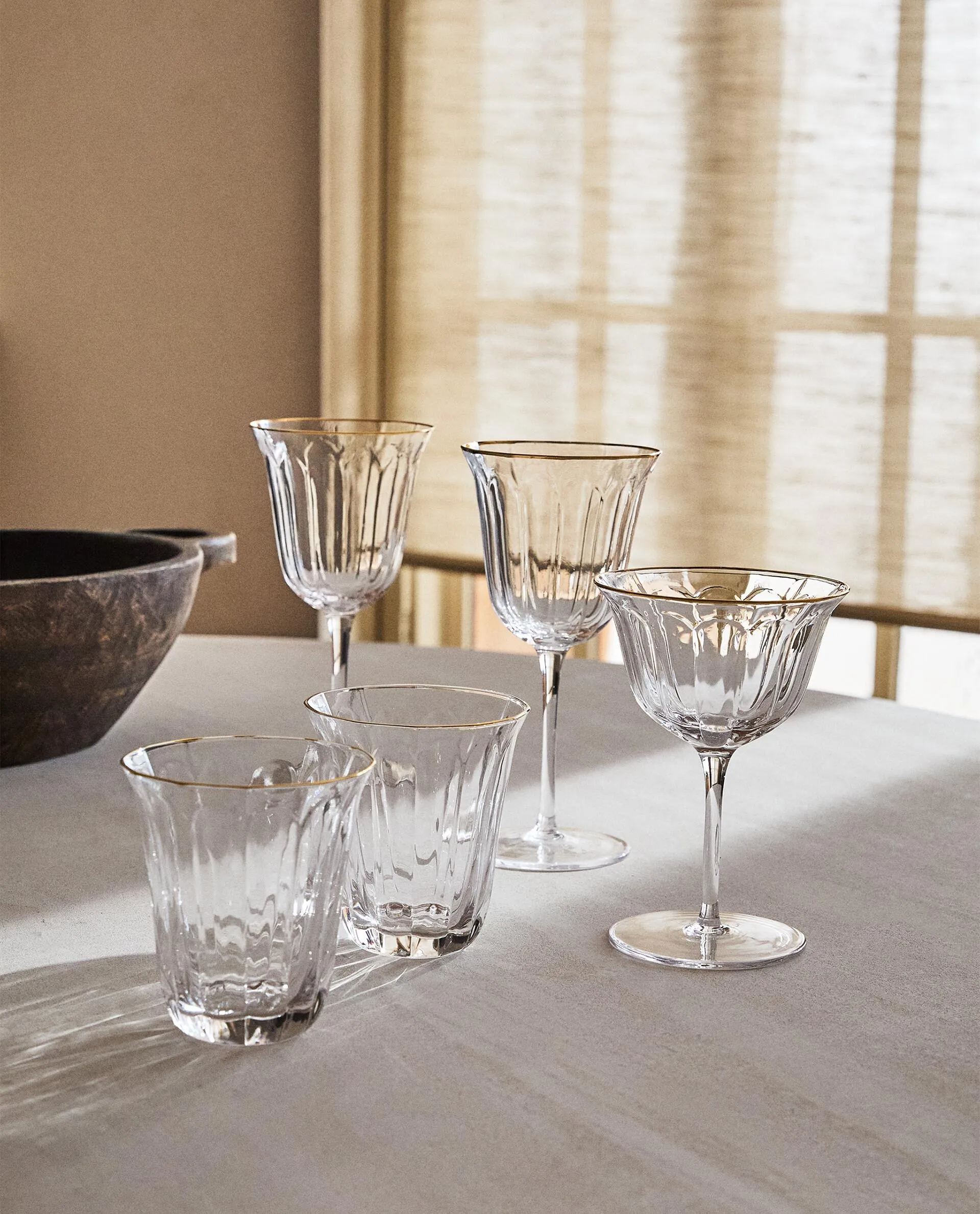 GLASSWARE SET WITH GOLD RIM