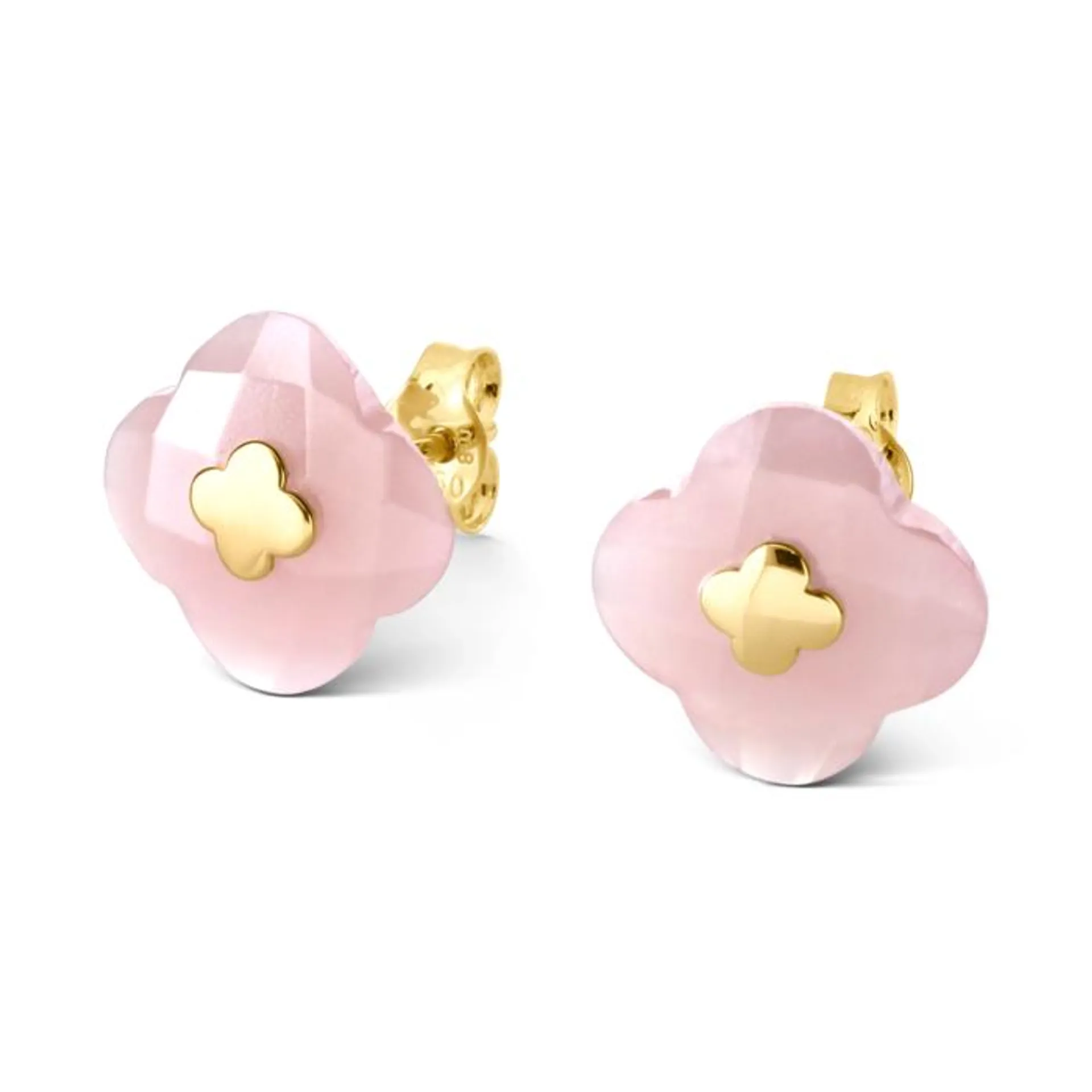 Morganne Bello Guava Quartz Yellow Gold Victoria Studs