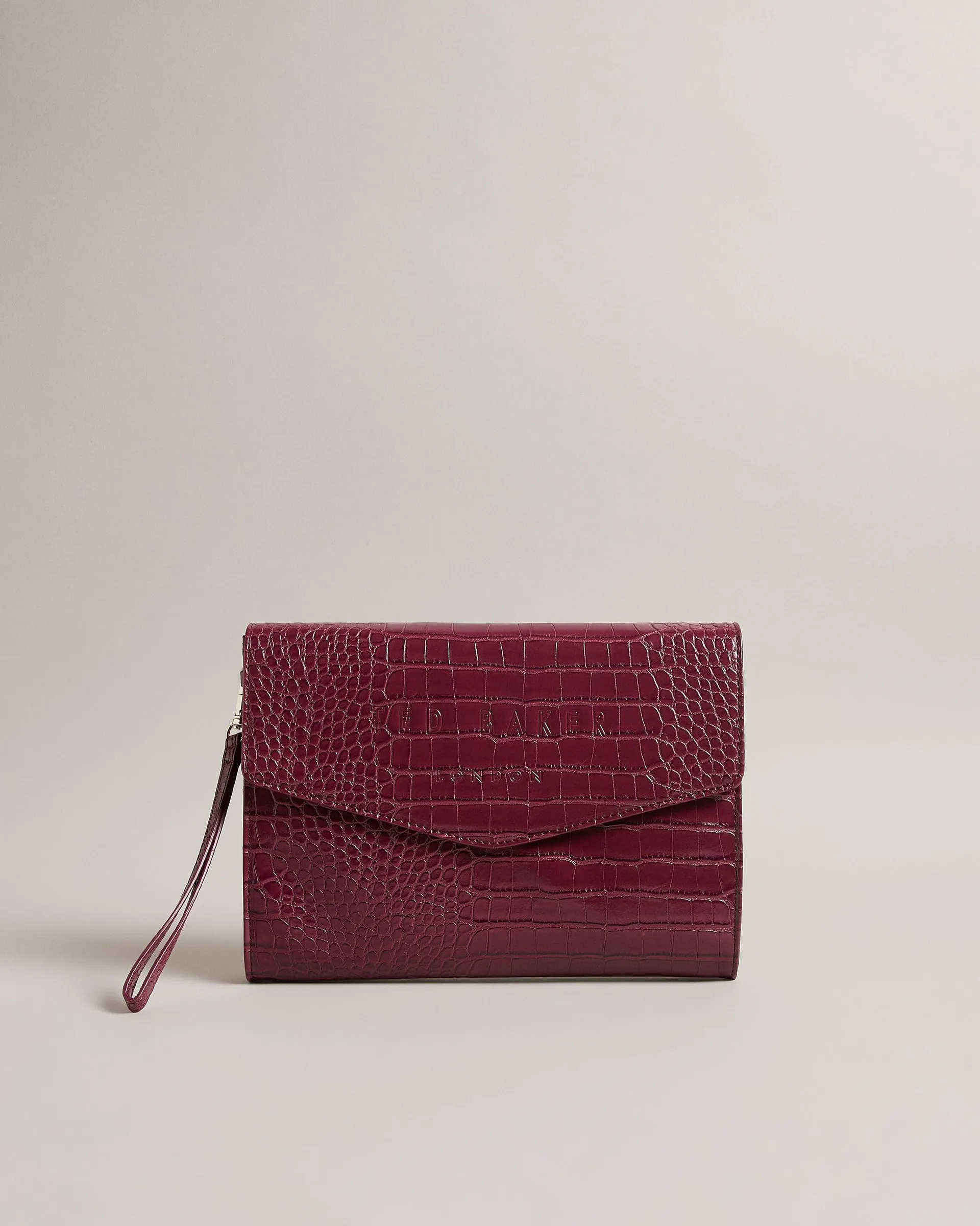 Croc Detail Debossed Envelope Pouch