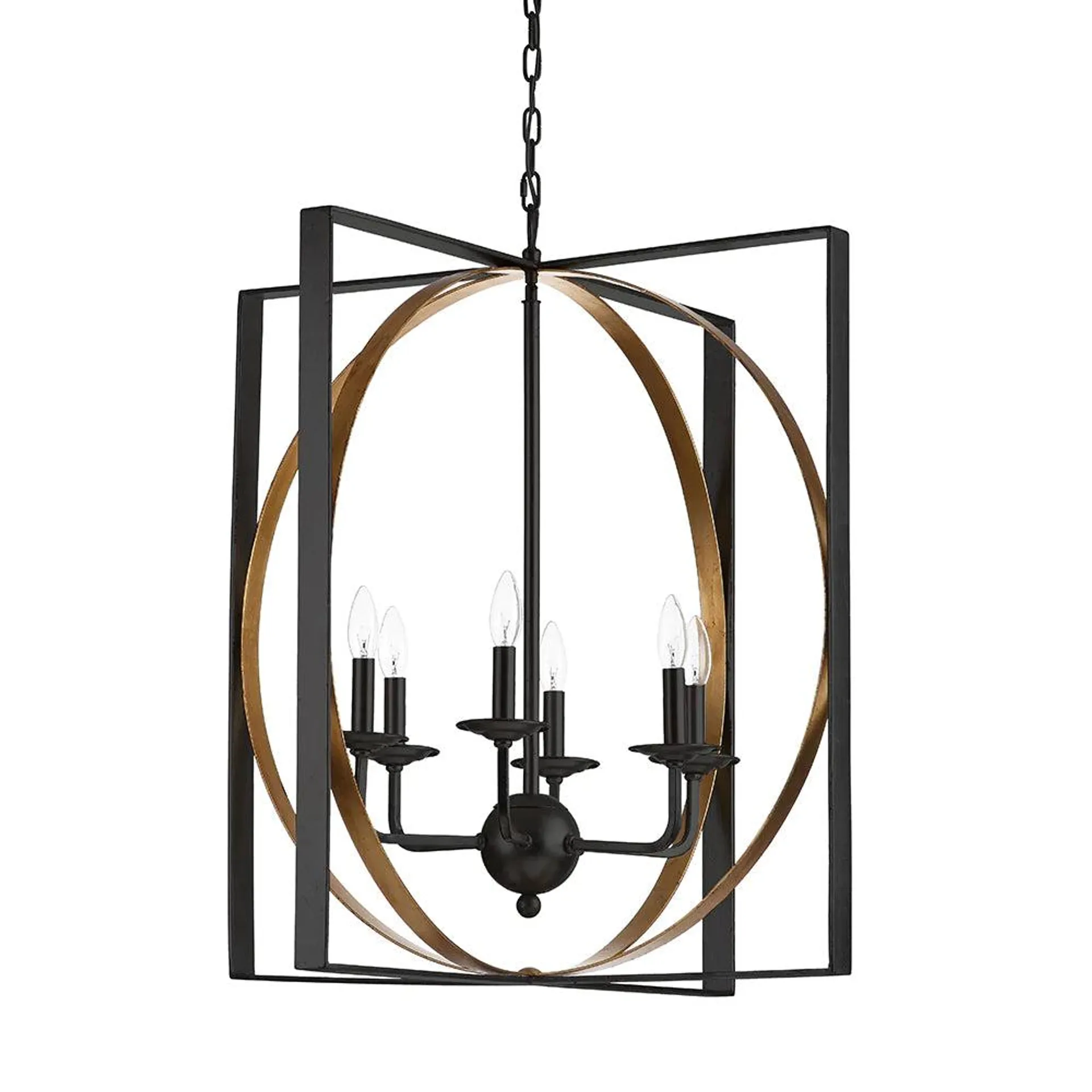 Ilixur 6 Light Pendant - Black & Aged Brass