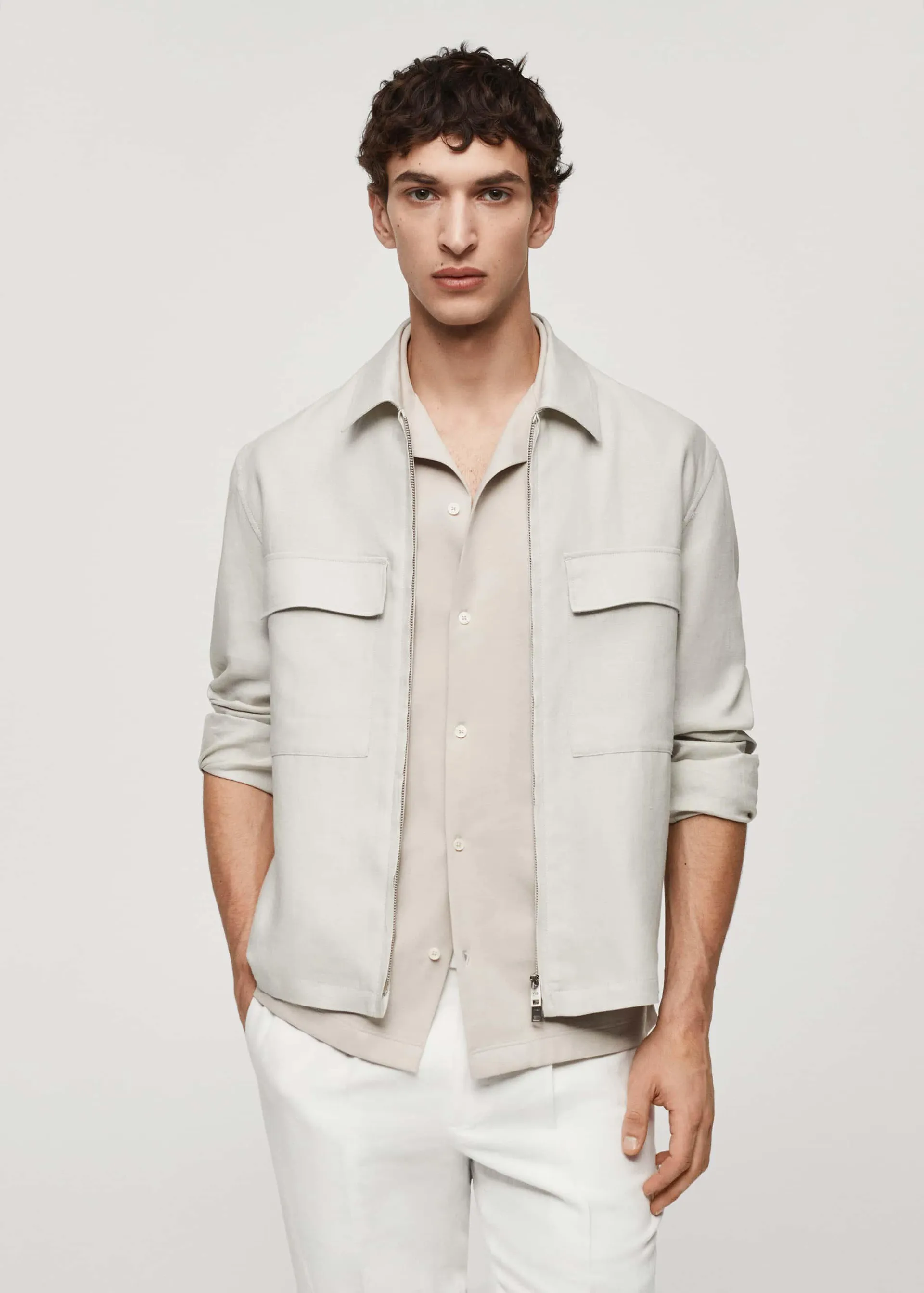 100% linen overshirt with pockets