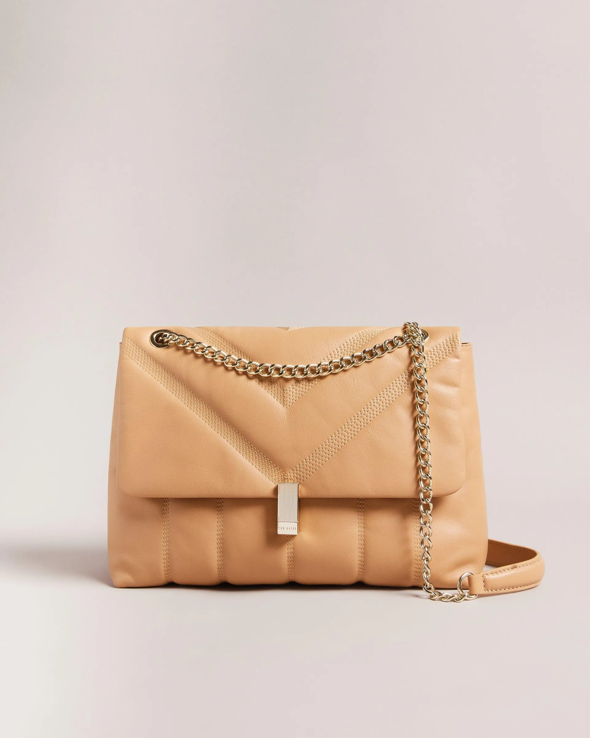 Ayasie Leather Puffer Crossbody Bag Camel