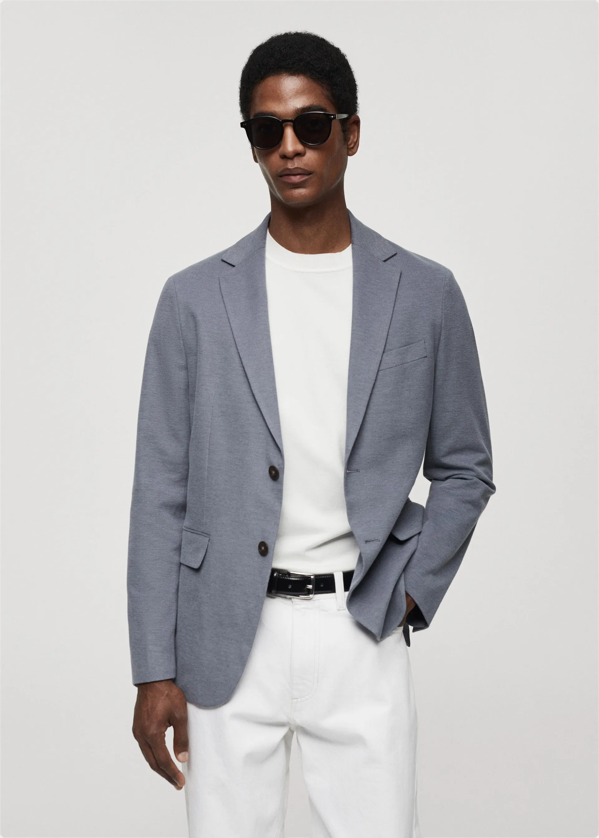 Structured slim fit cotton blazer