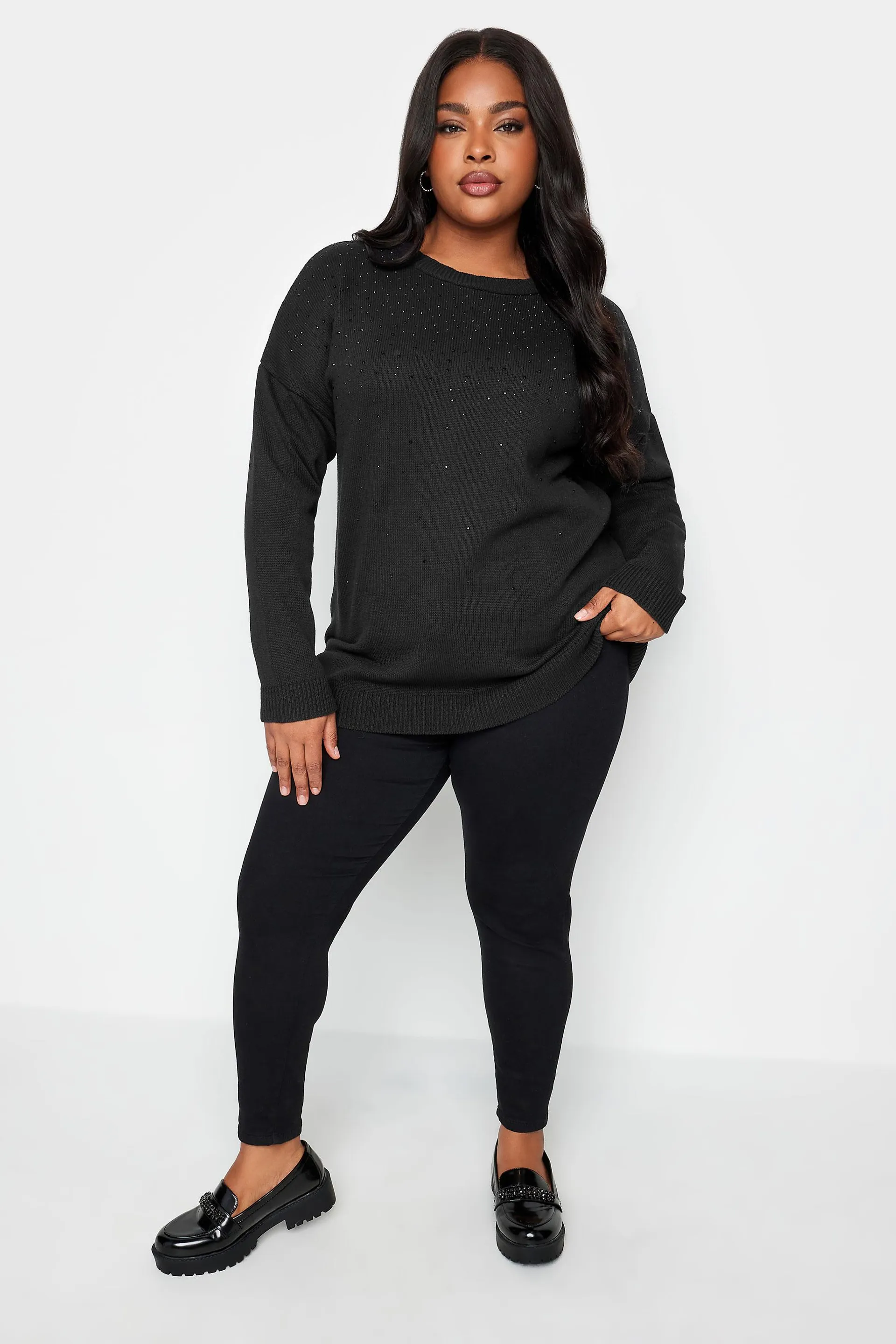 YOURS Curve Black Embellished Knitted Jumper