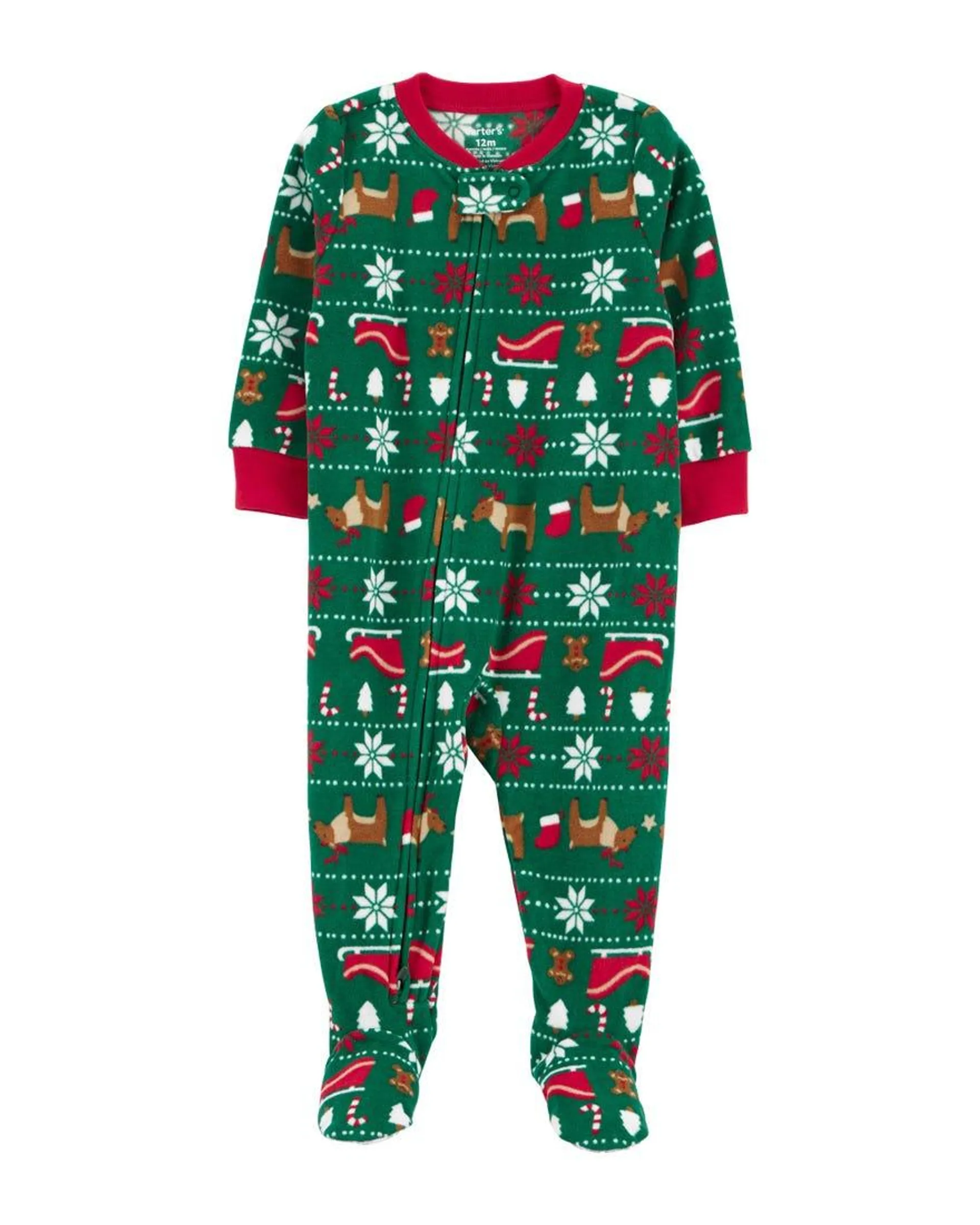 1-Piece Fair Isle Fleece Footie Pajamas