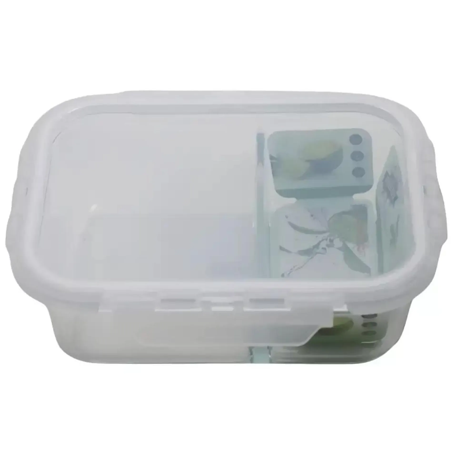 Rectangle Borosilicate Glass Lunch Box With 2 Compartments And Leakproof Lid- 1000ml