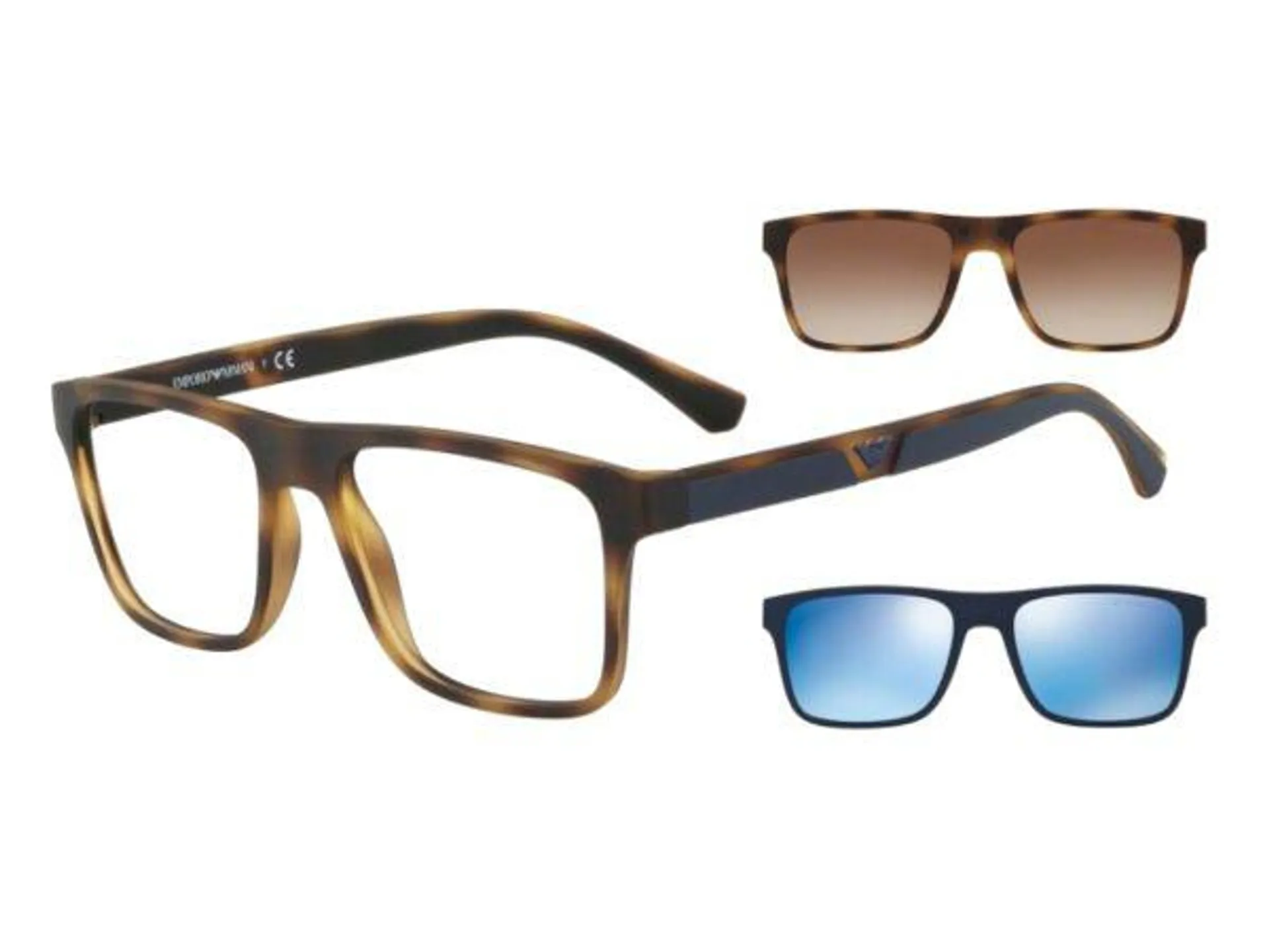 Square Matte Havana Clip-on Frame