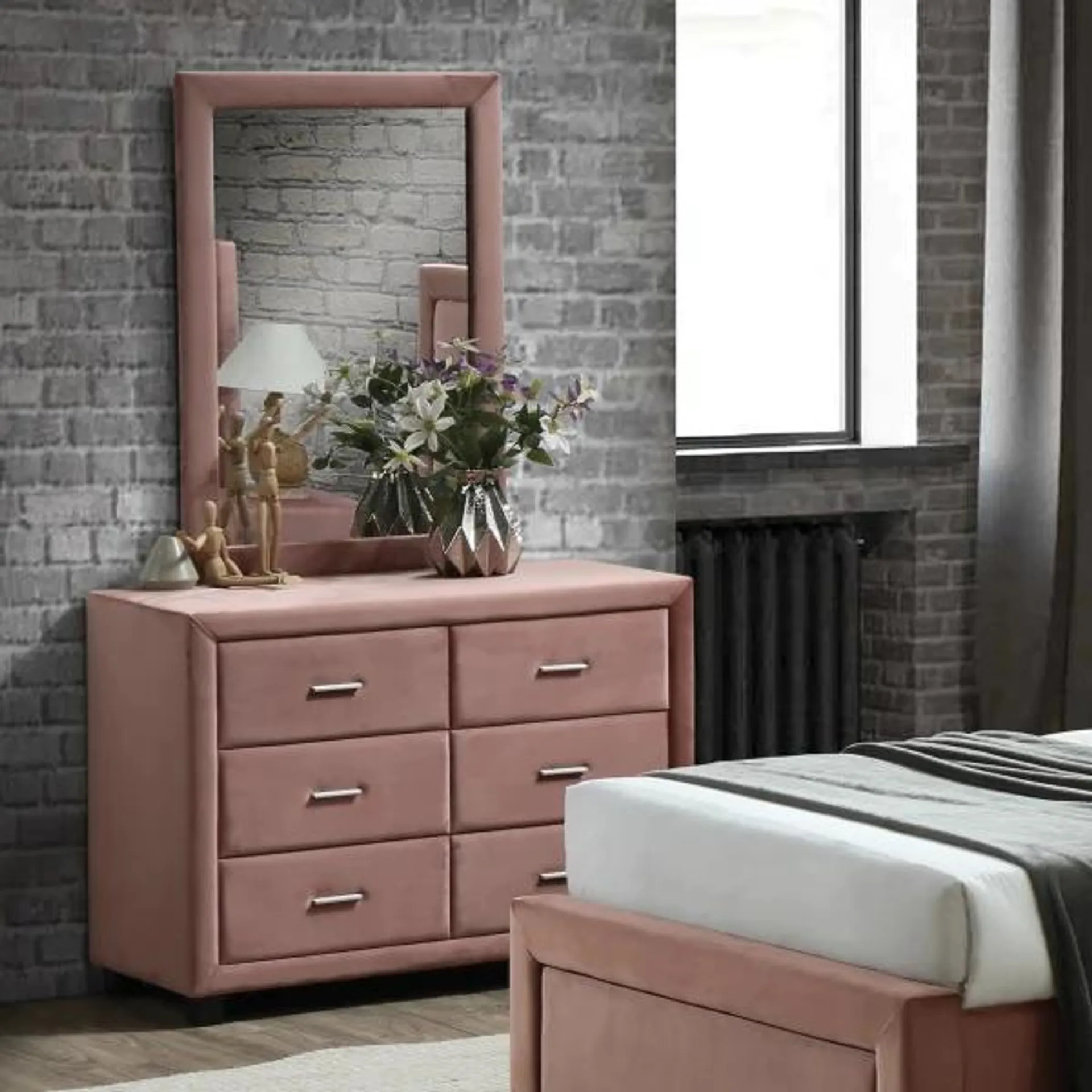 Sama Dresser with Mirror – Dusty Rose