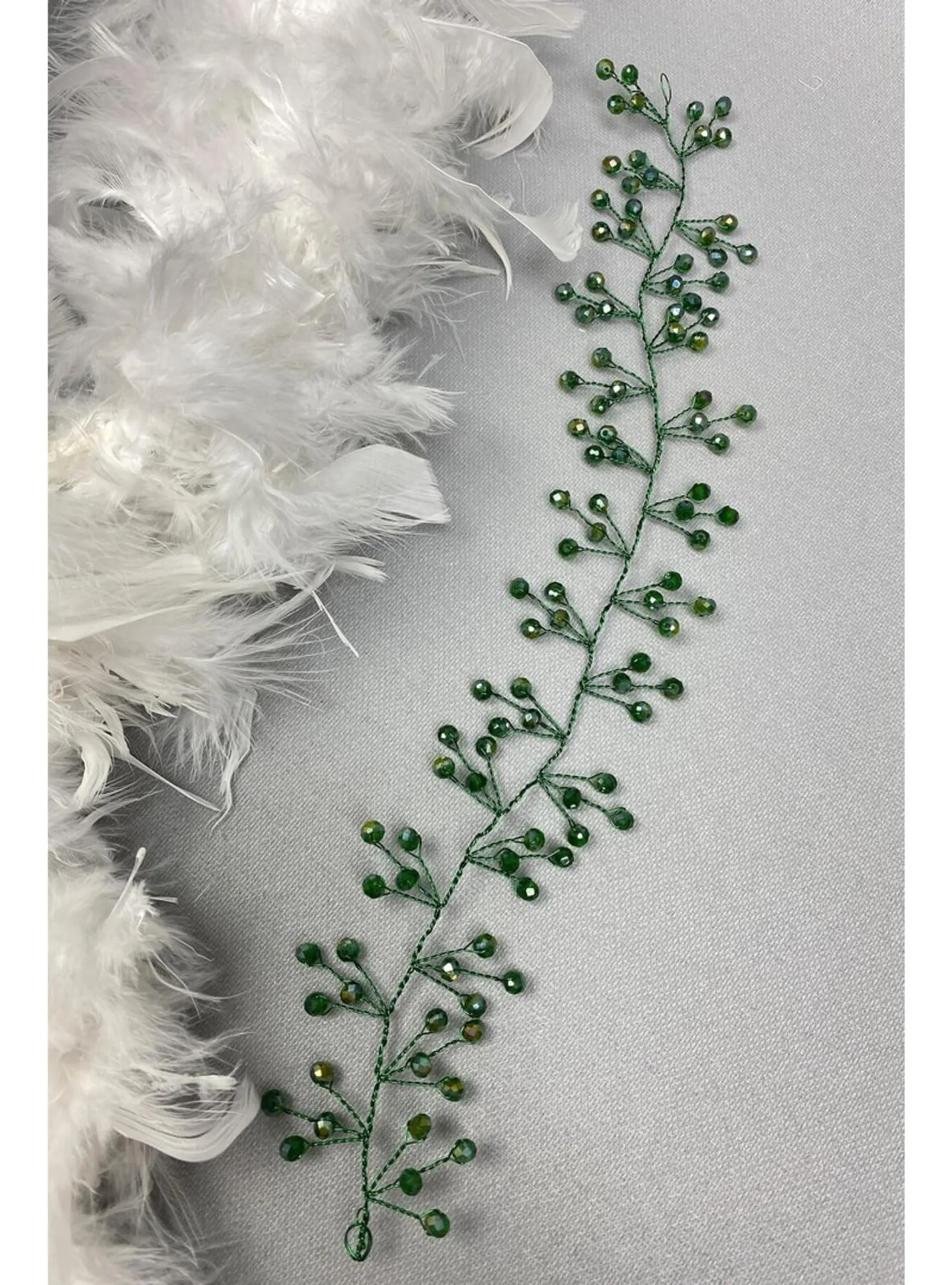 Green Vella Beaded Bridal Crown Hair Accessory