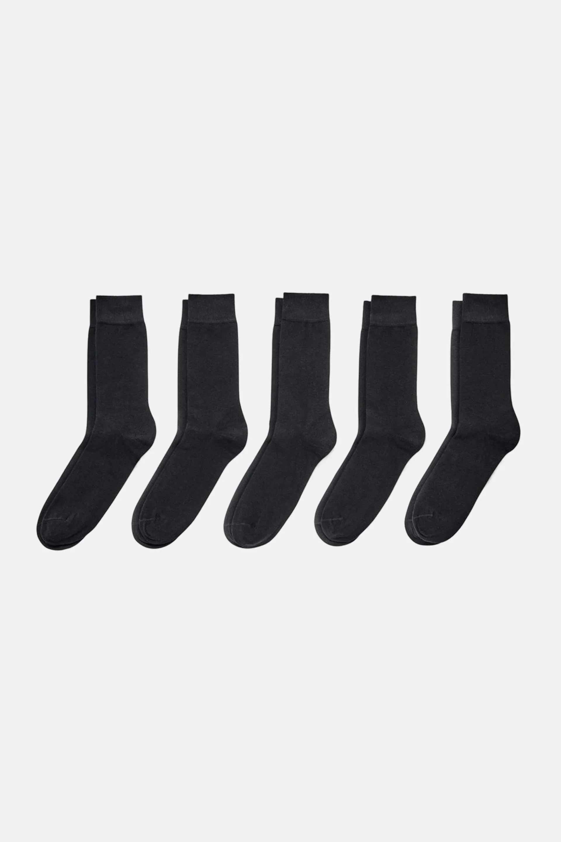 Men 5 Pairs Plain Socks, Black