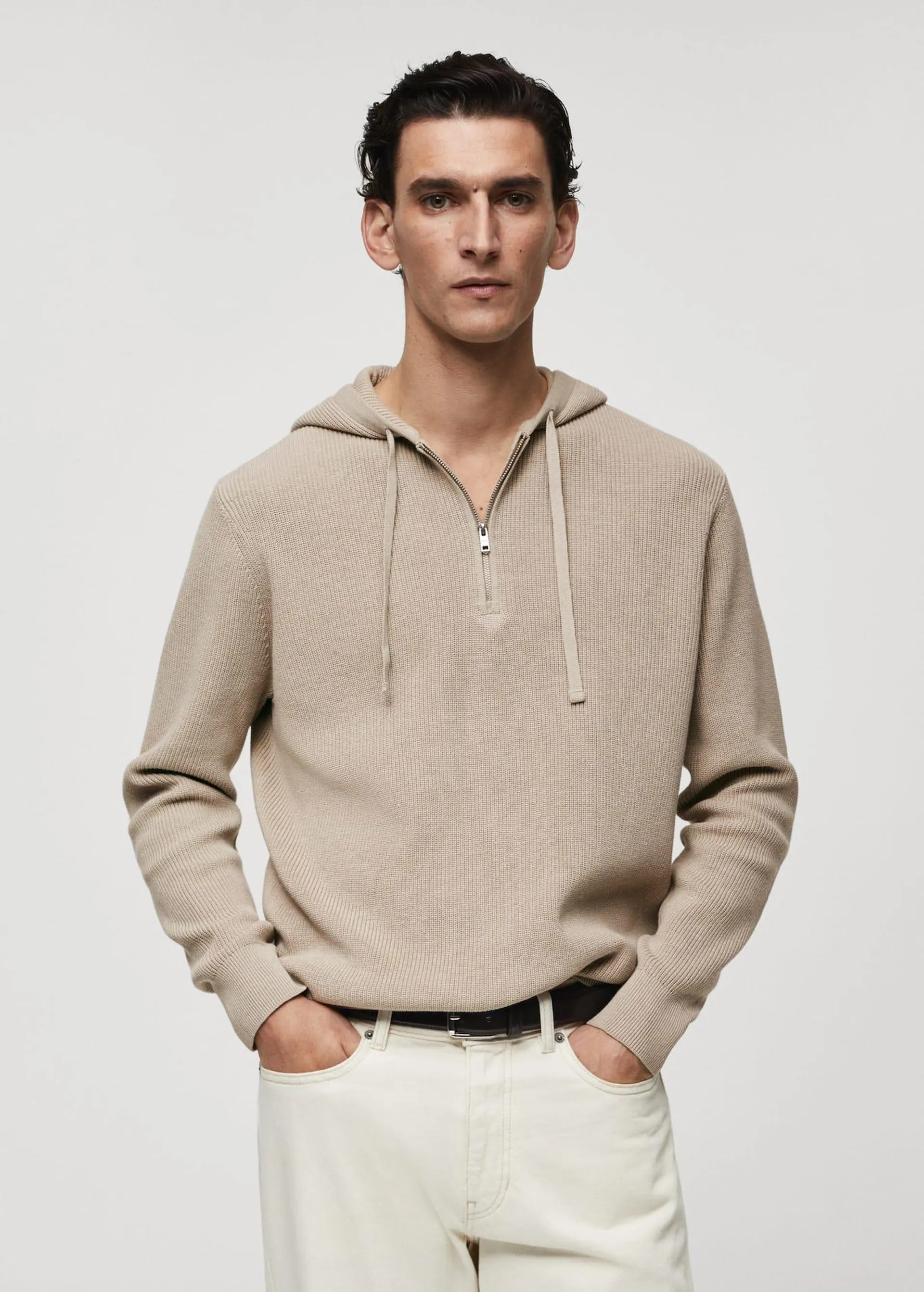 Hooded knit sweatshirt