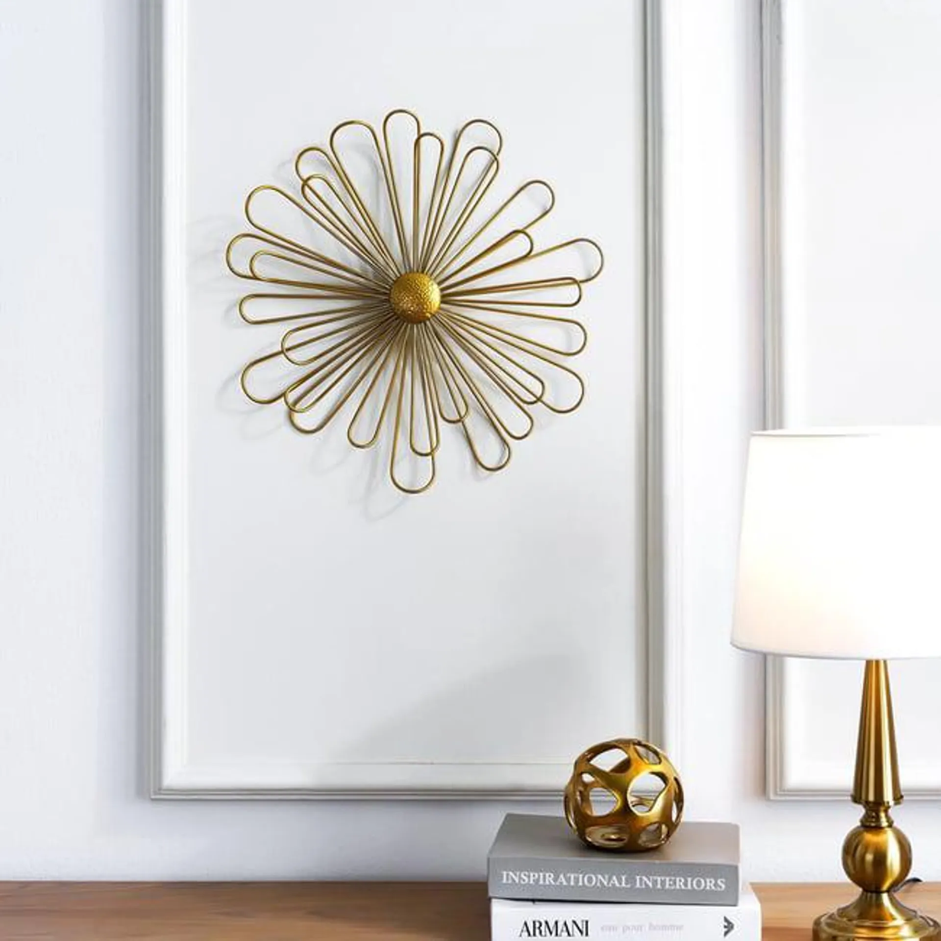 flora metal wall decor 43.8x43.8x4.4cm- gold