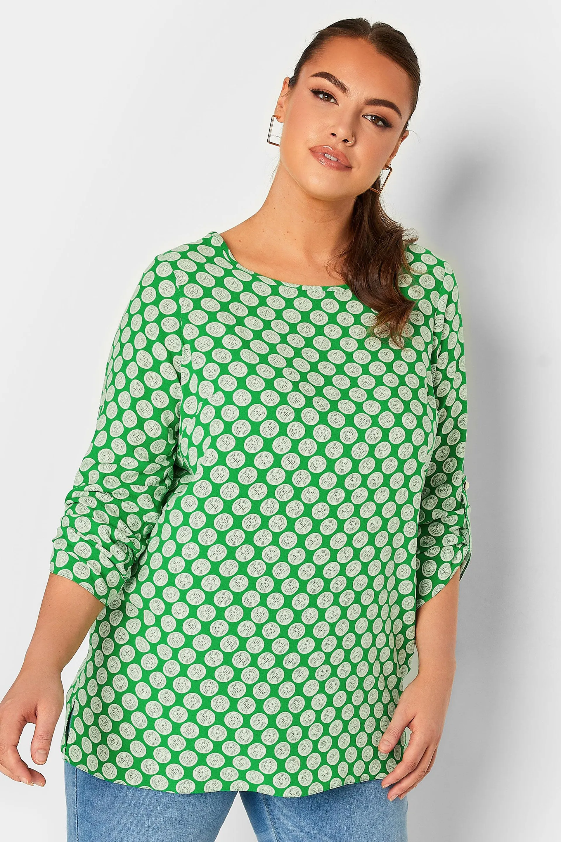 YOURS Curve Green Abstract Spot Print Blouse