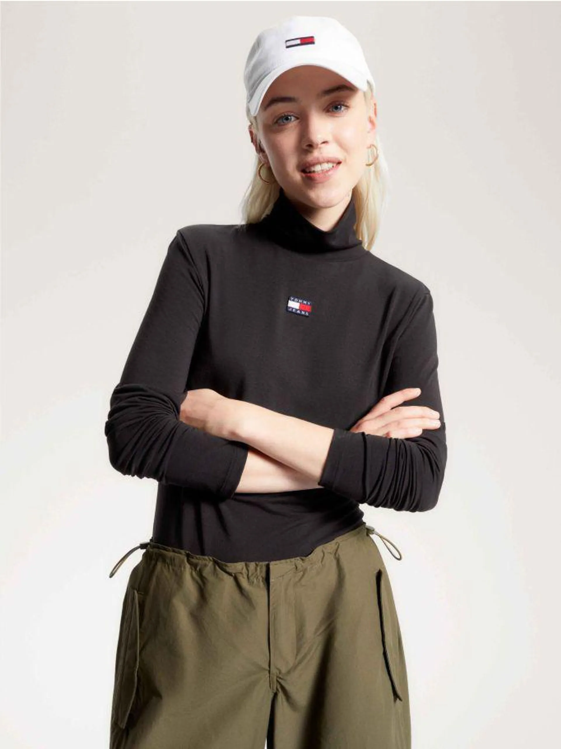 Slim Fit Mock Turtleneck Jersey Top