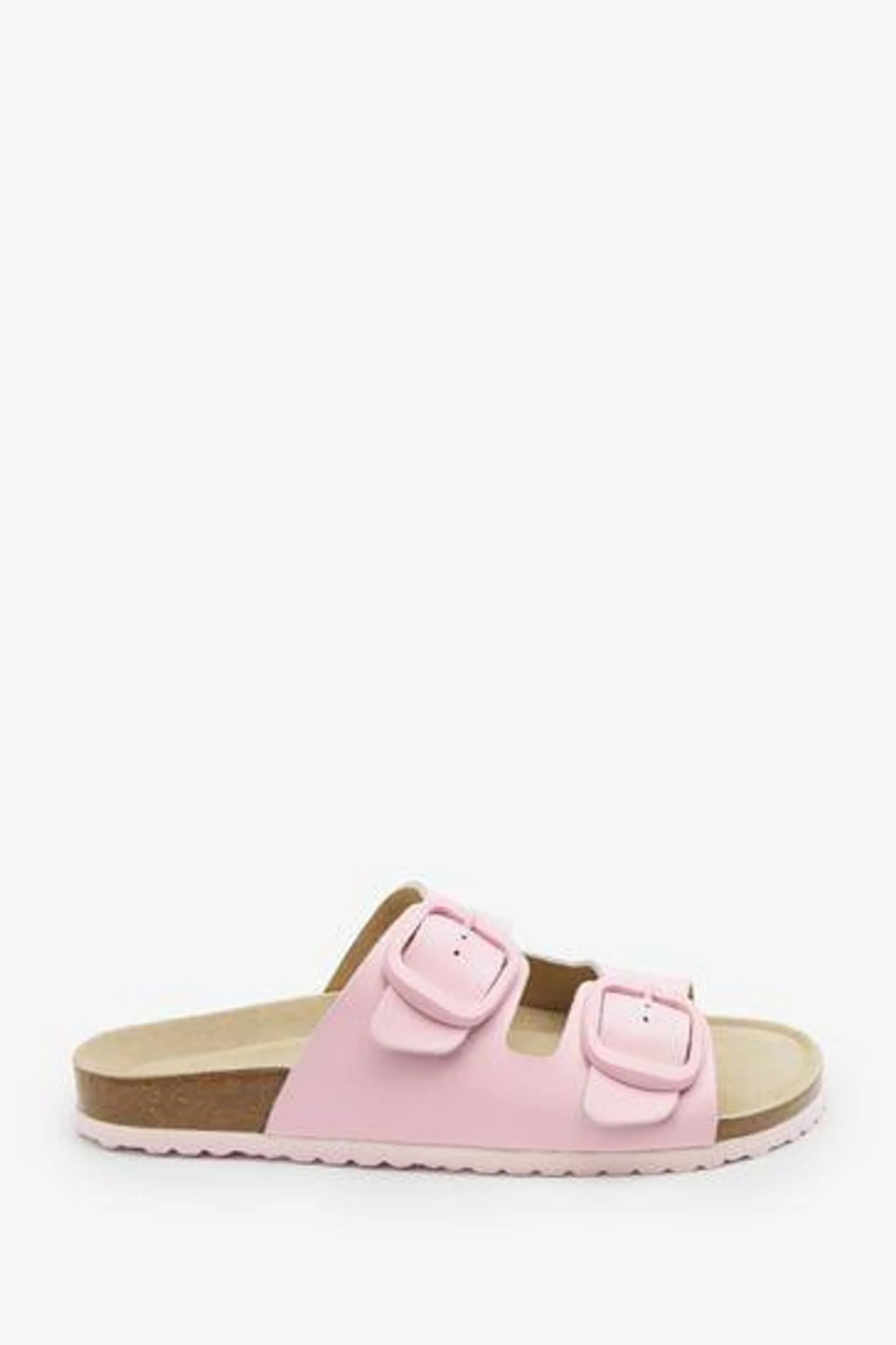 Forever Comfort® Leather Double Strap Footbed Sandals