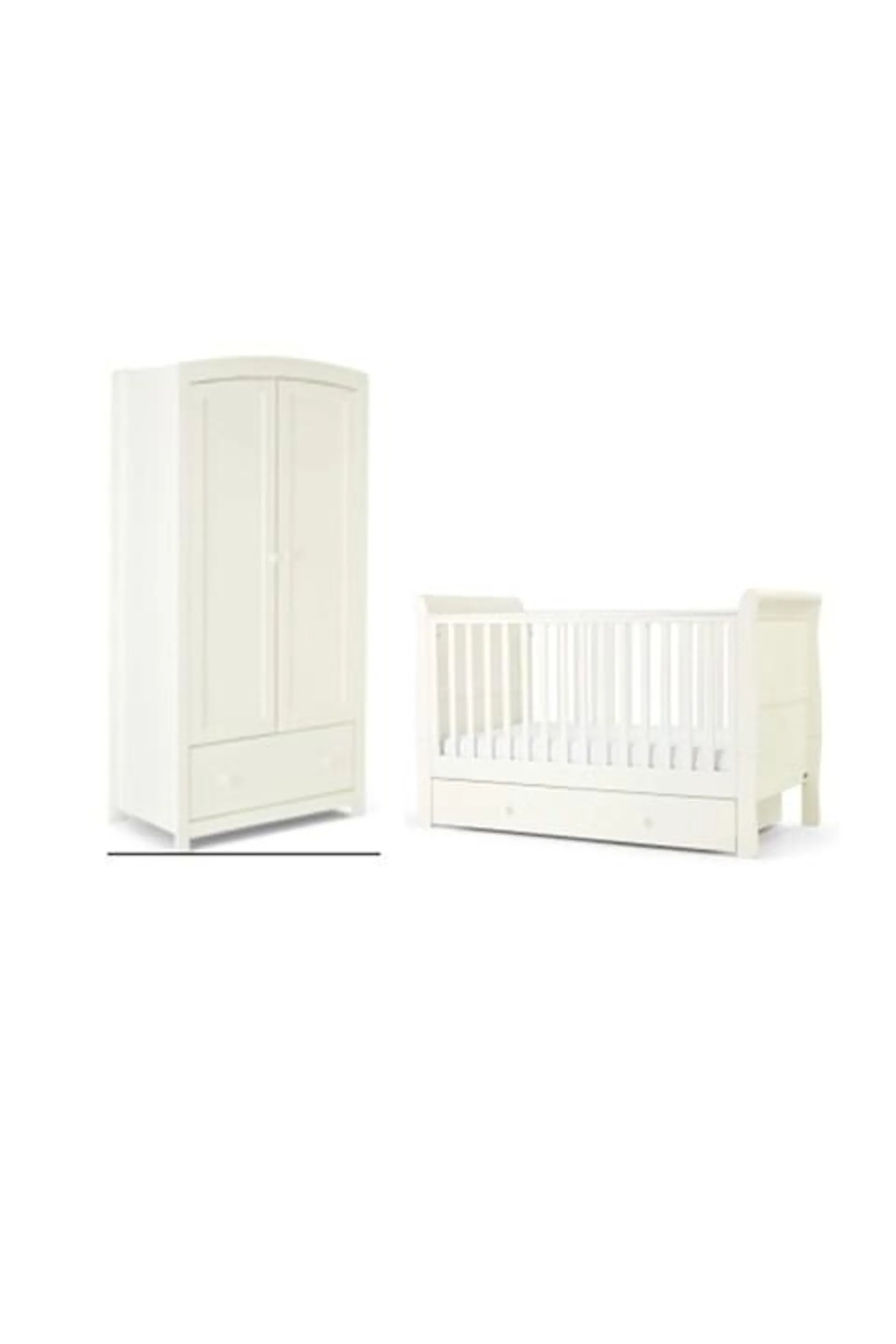 Mia 2 Piece Cotbed Set with Wardrobe- White