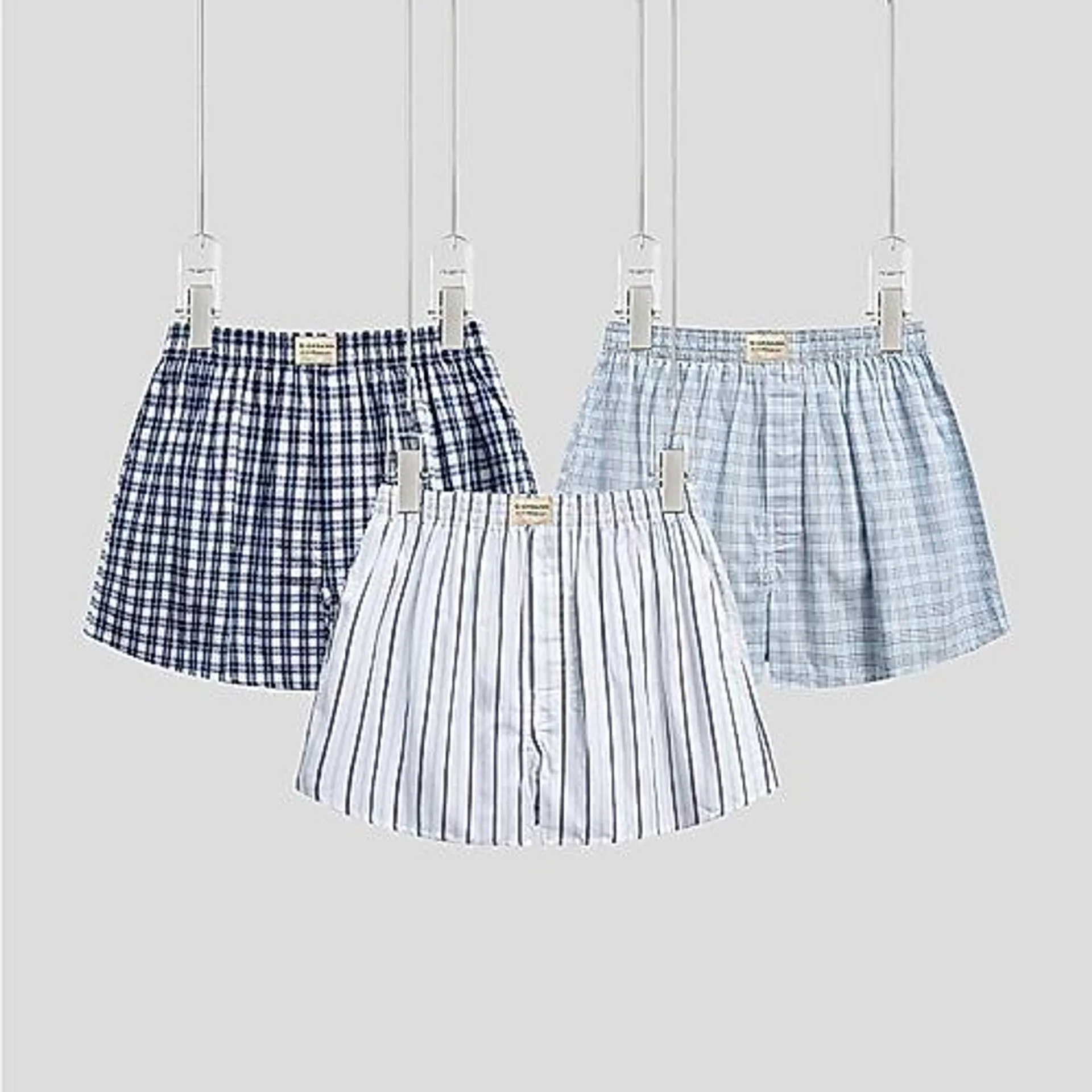 Men's Cotton Contrast Color Boxers (3pcs/pack)