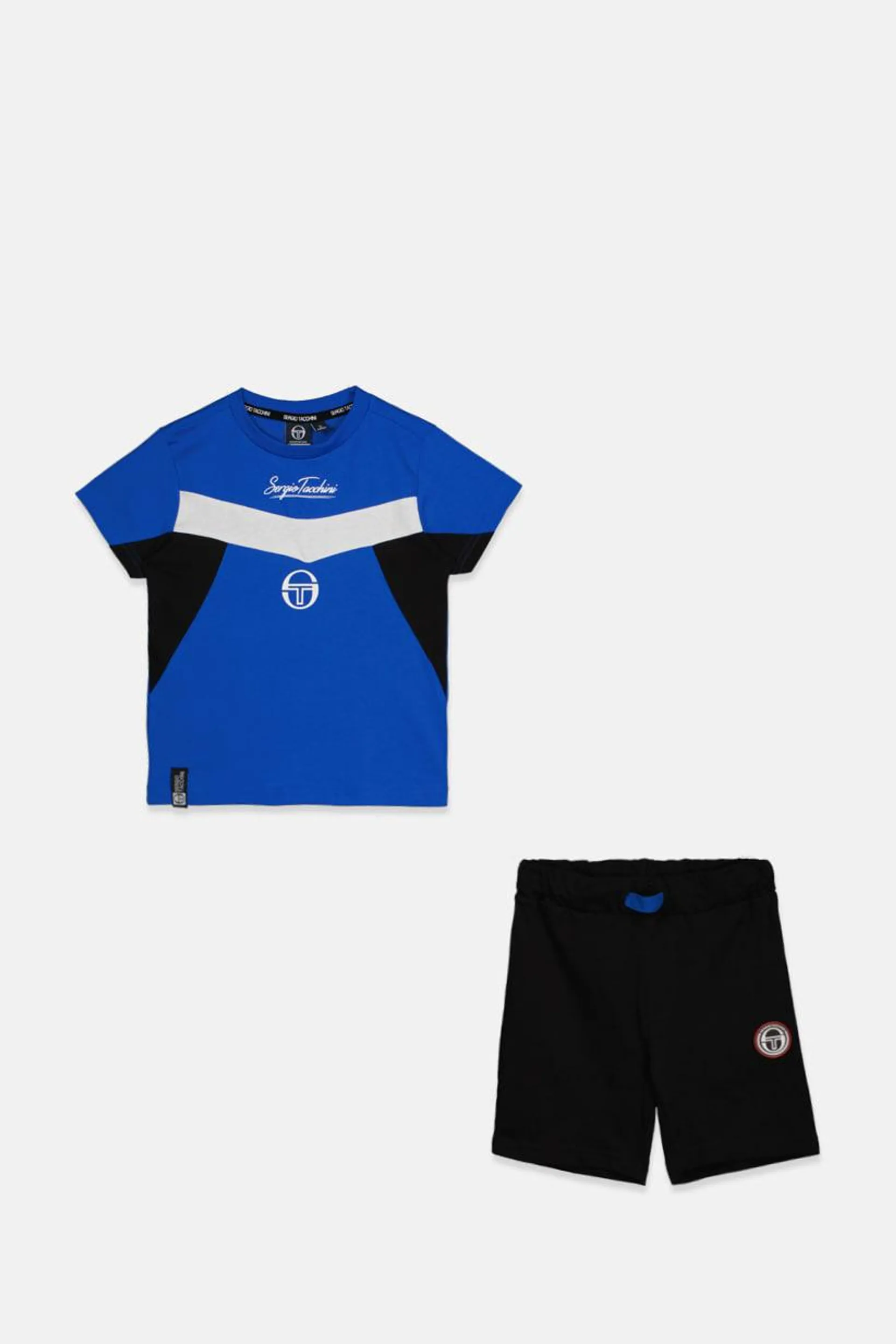 Toddlers Boy Short Sleeves Graphic Tee And Short Set, Blue and Black