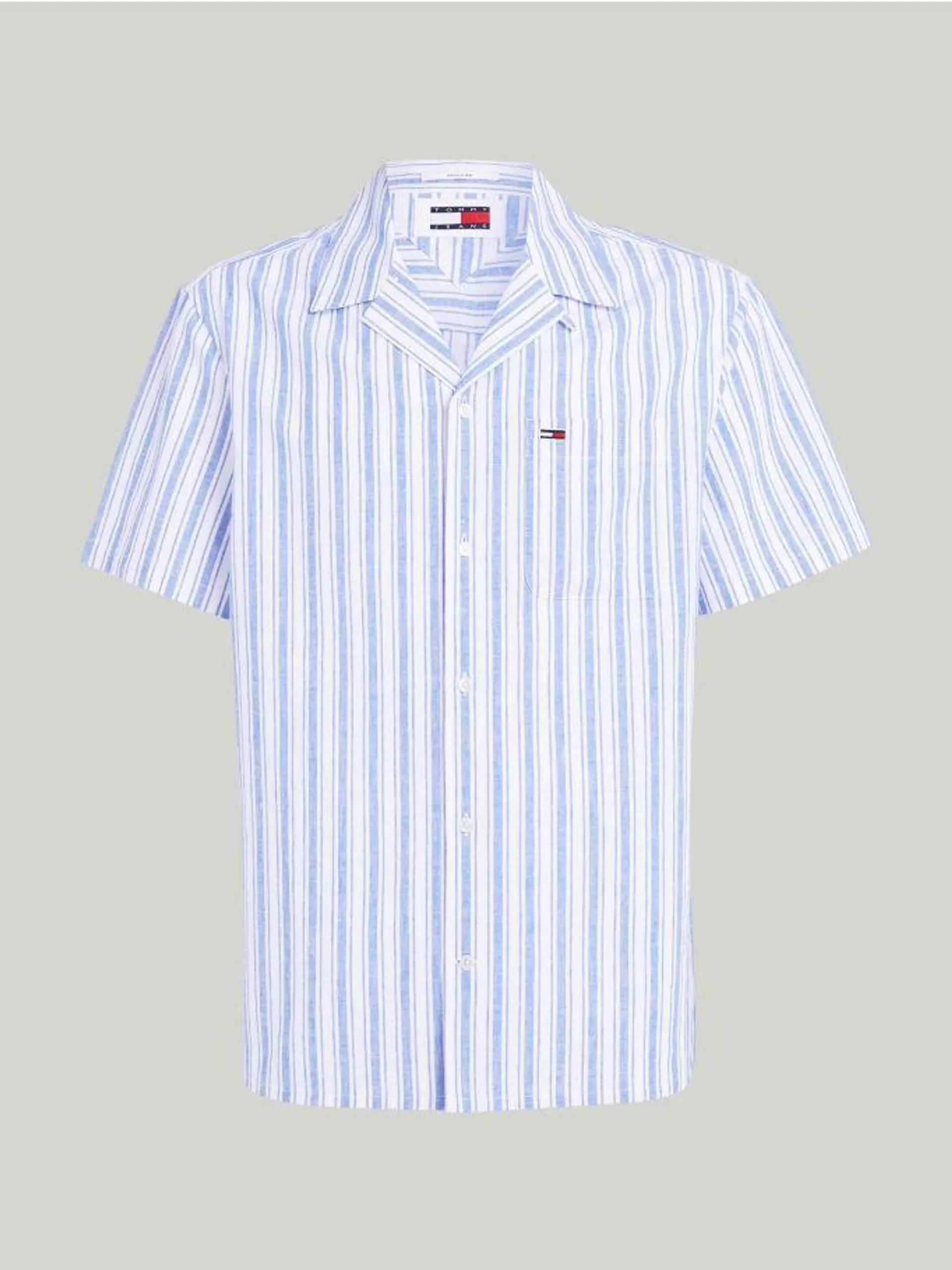 Stripe Camp Collar Short Sleeve Shirt