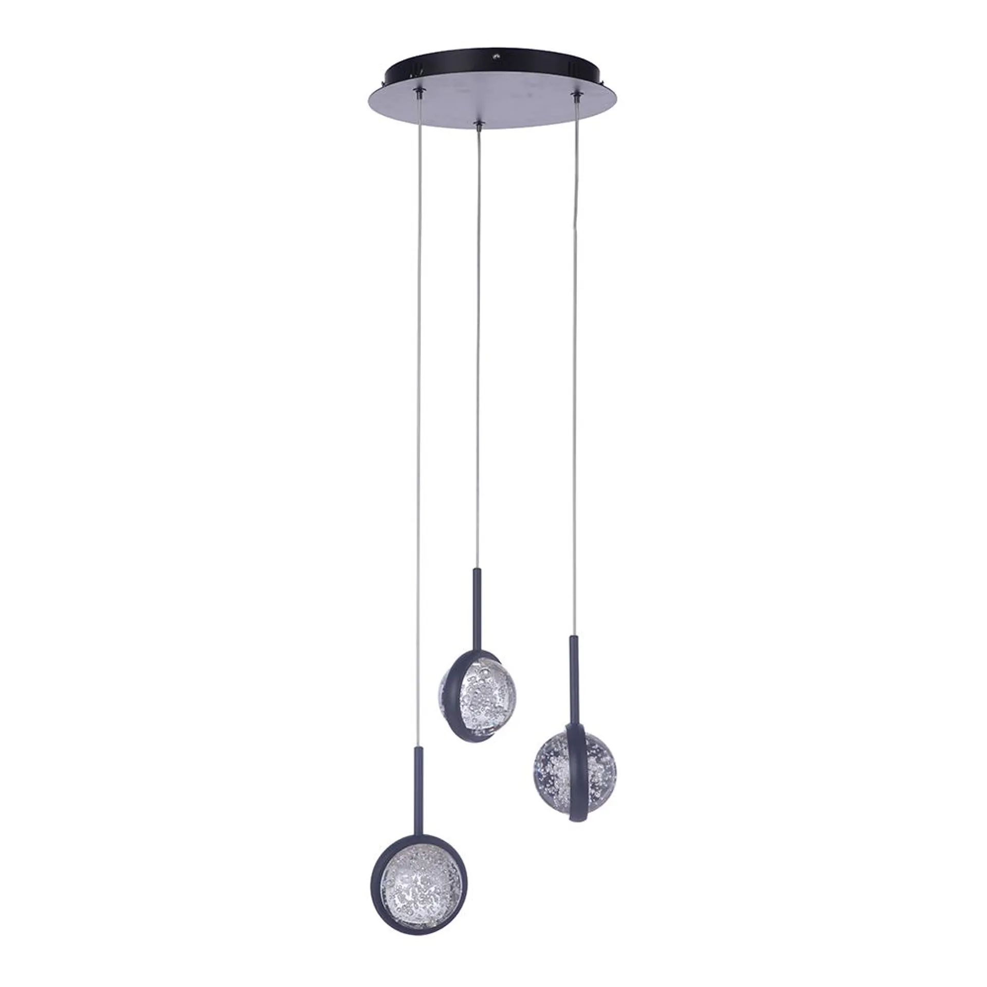 Glitzer 3 Light LED Pendant - Matte Black