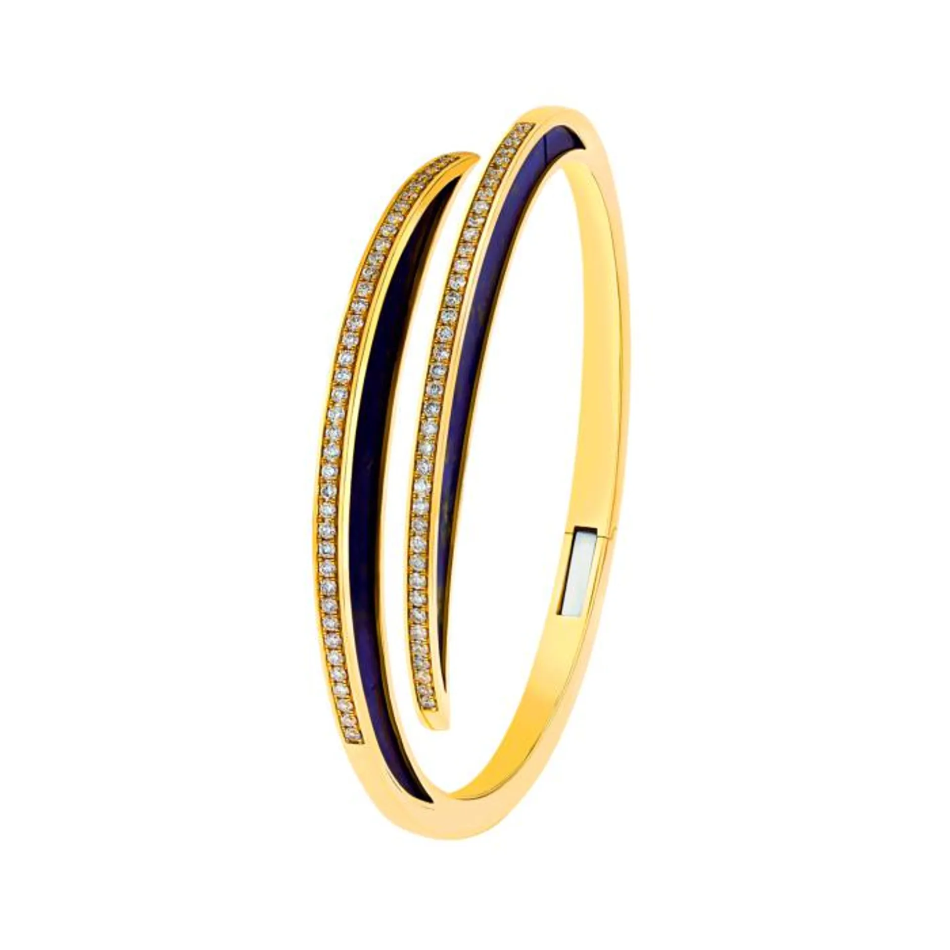 Qamar Bangle in 18K Yellow Gold, with Lapiz Lazuli and Diamonds
