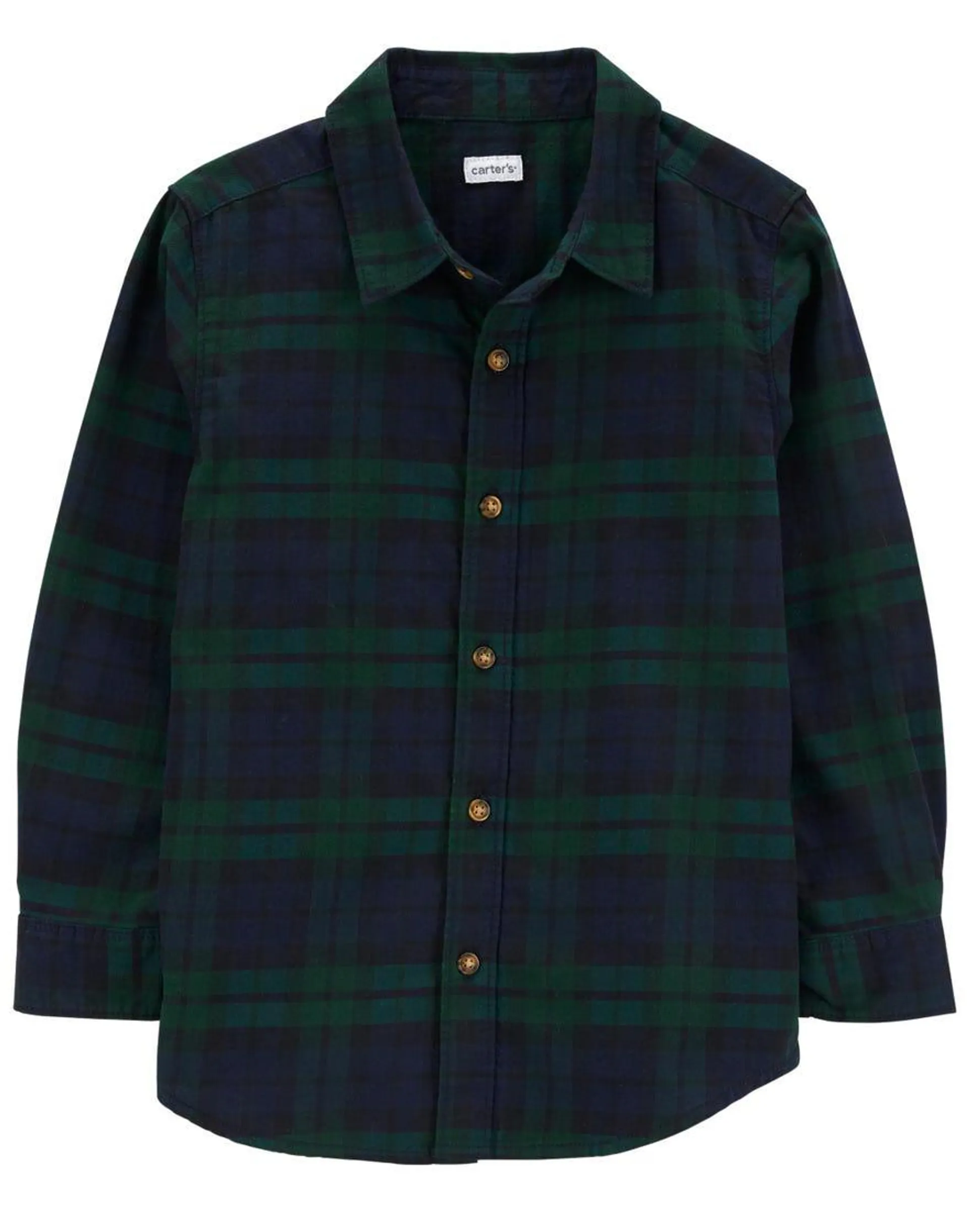 Plaid Button-Front Shirt