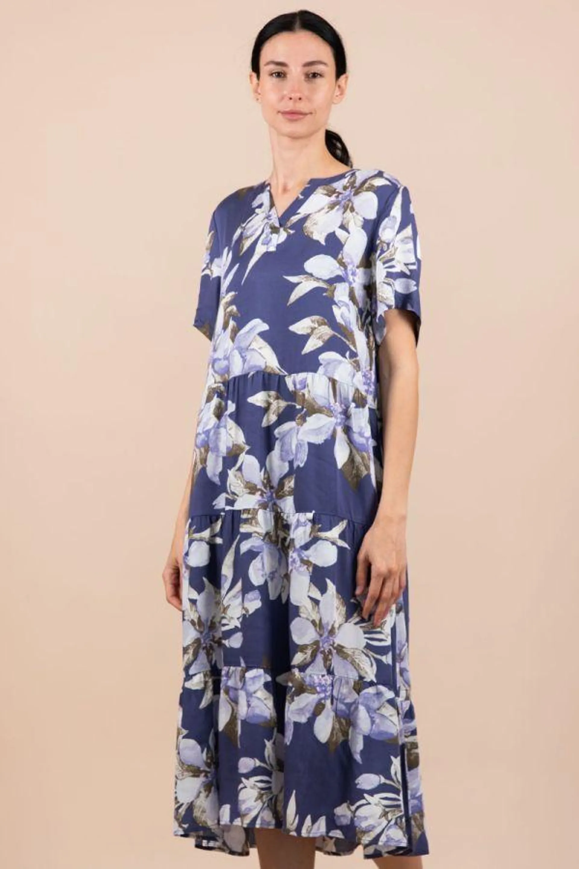 Ladies Navy Floral Dress