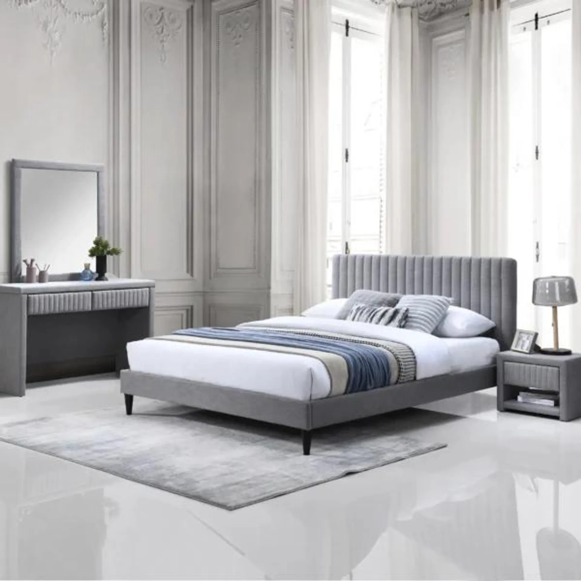 Nastya Queen Bed – Grey