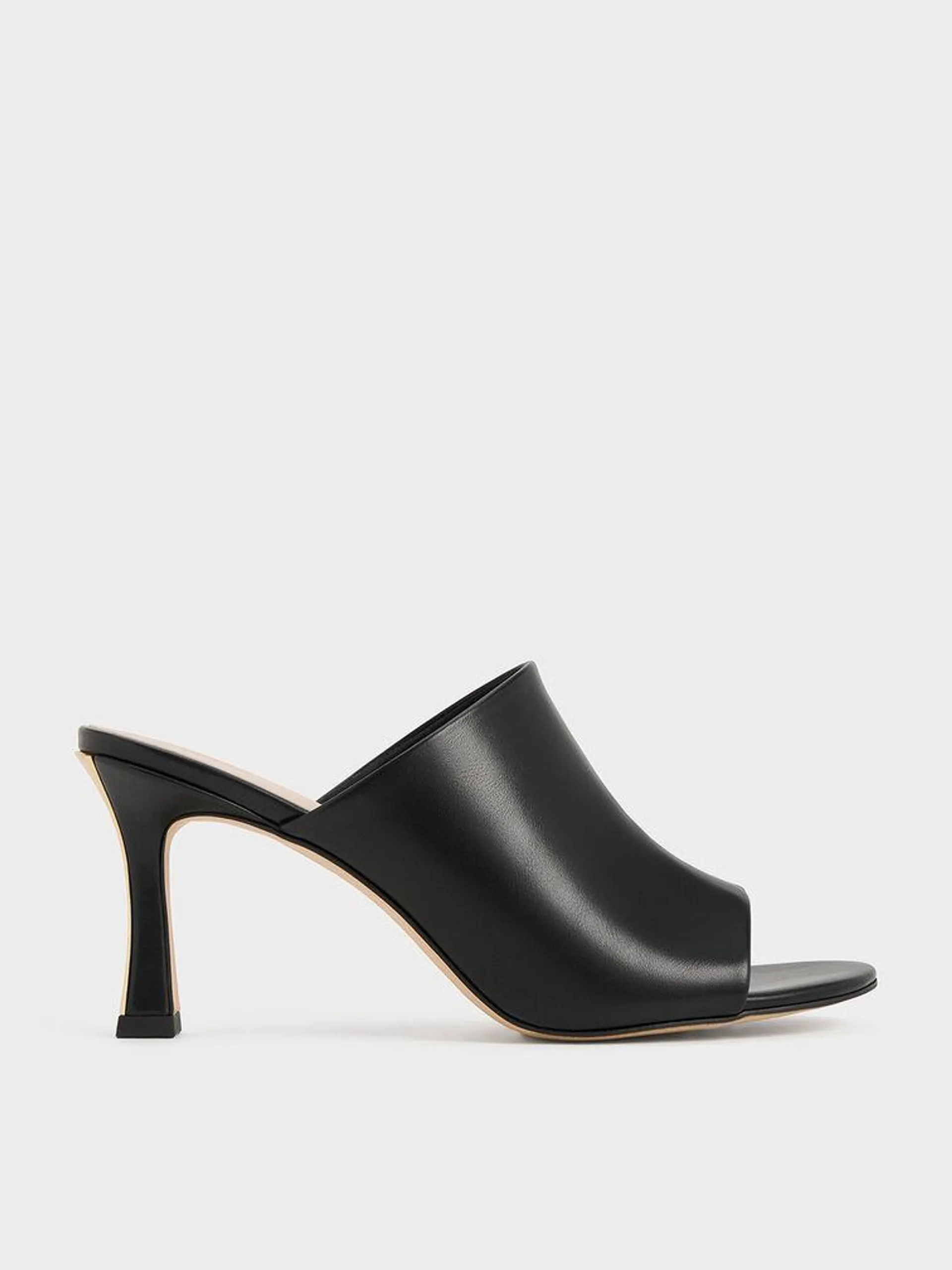 Round-Toe Heeled Mules