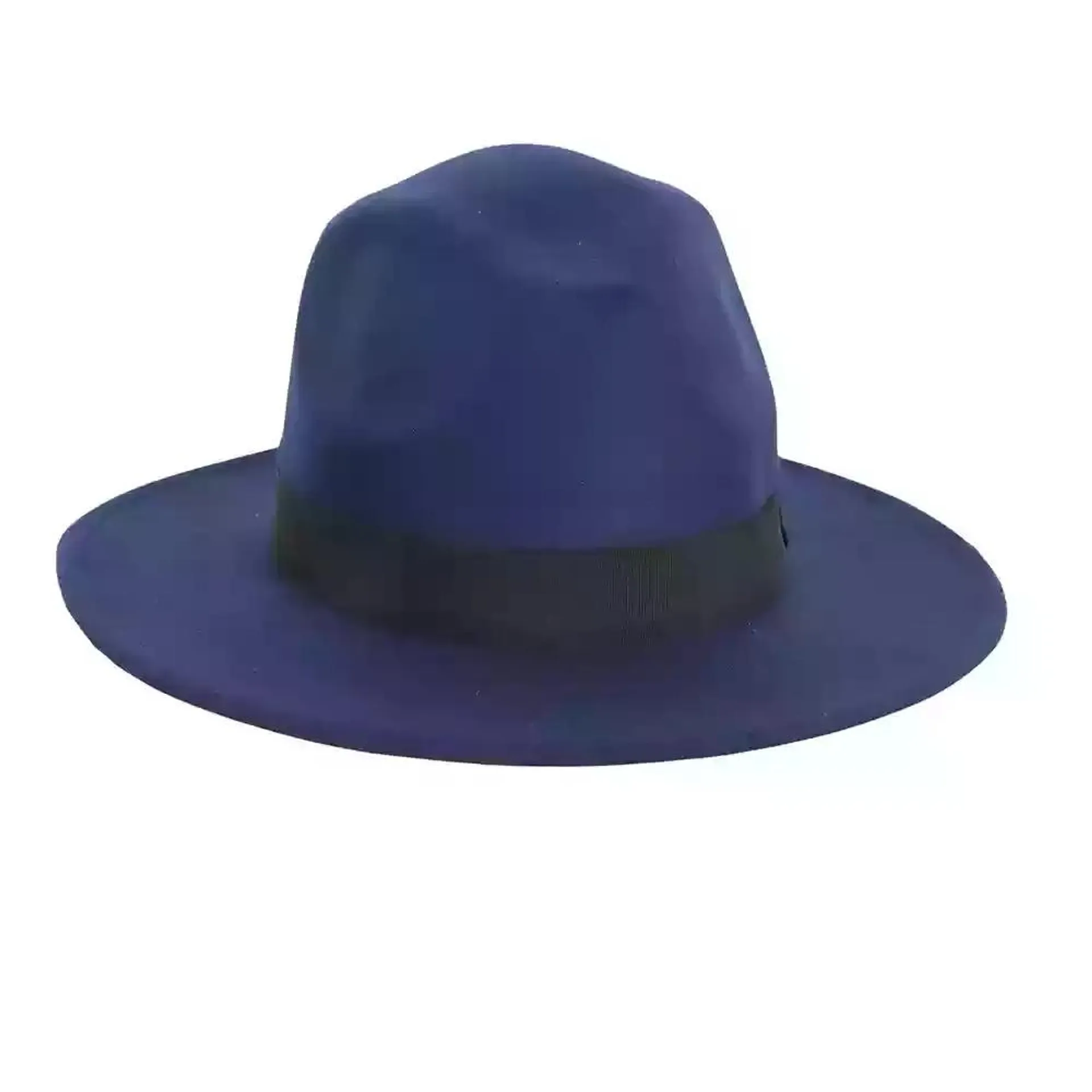 Soft And Large Fedora Hat For Mens Classic Panama Style Hat With Black Band- Blue