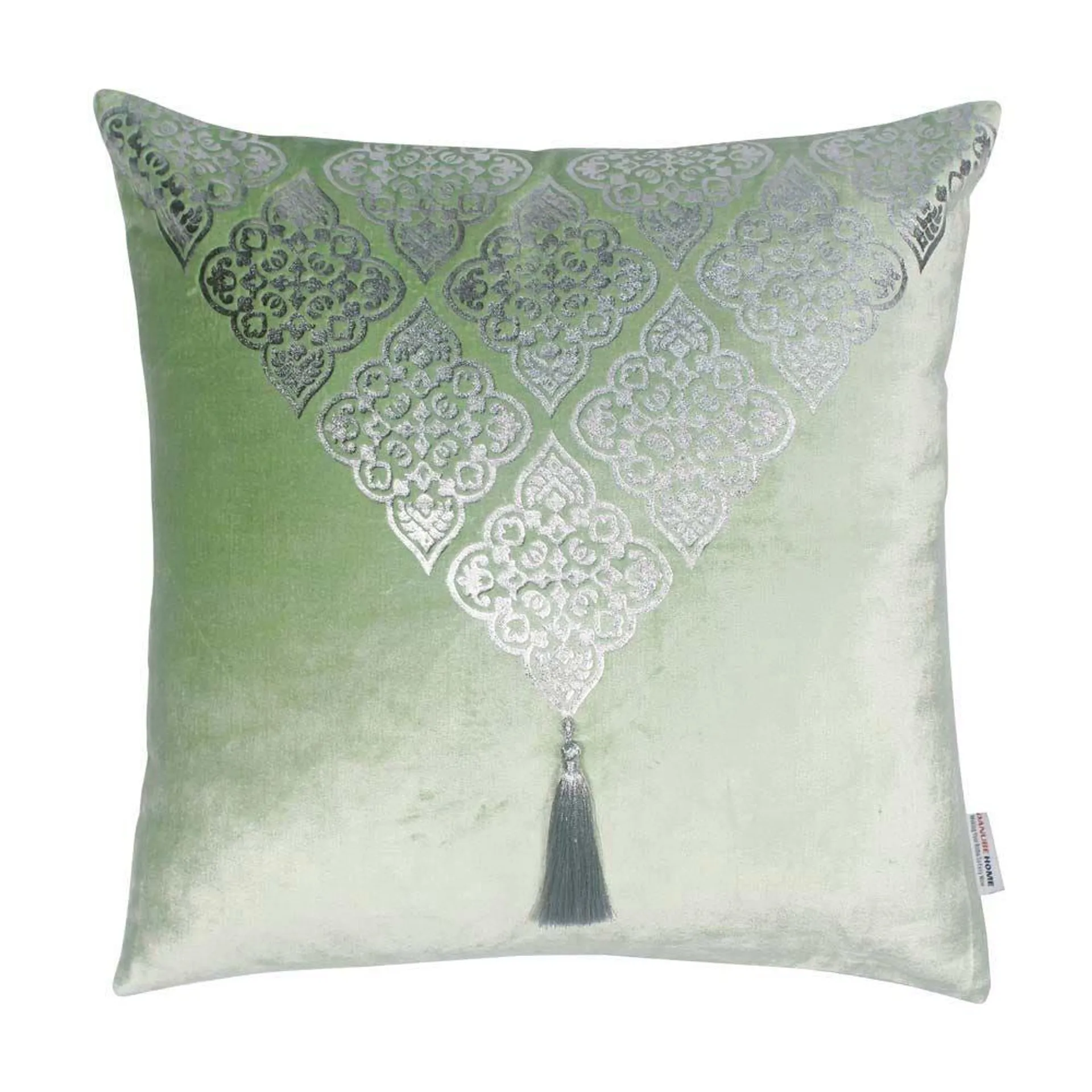 Edria Viscose Velvet with Metallic Foil Printed Filled Cushion 45X45CM 6148521 Silver