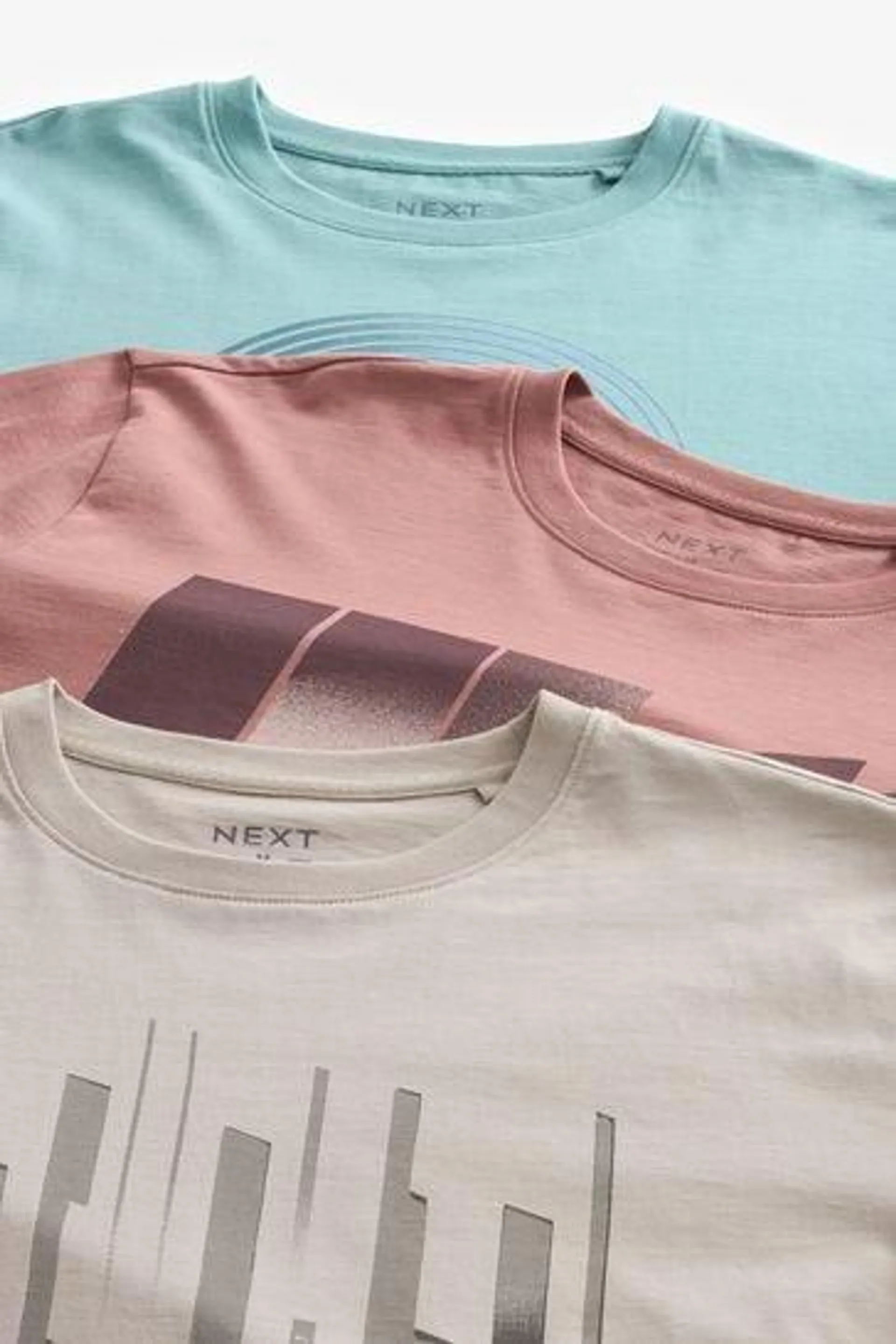 Multi Smart Pastel Fade Out Graphic T-Shirts 3 Pack