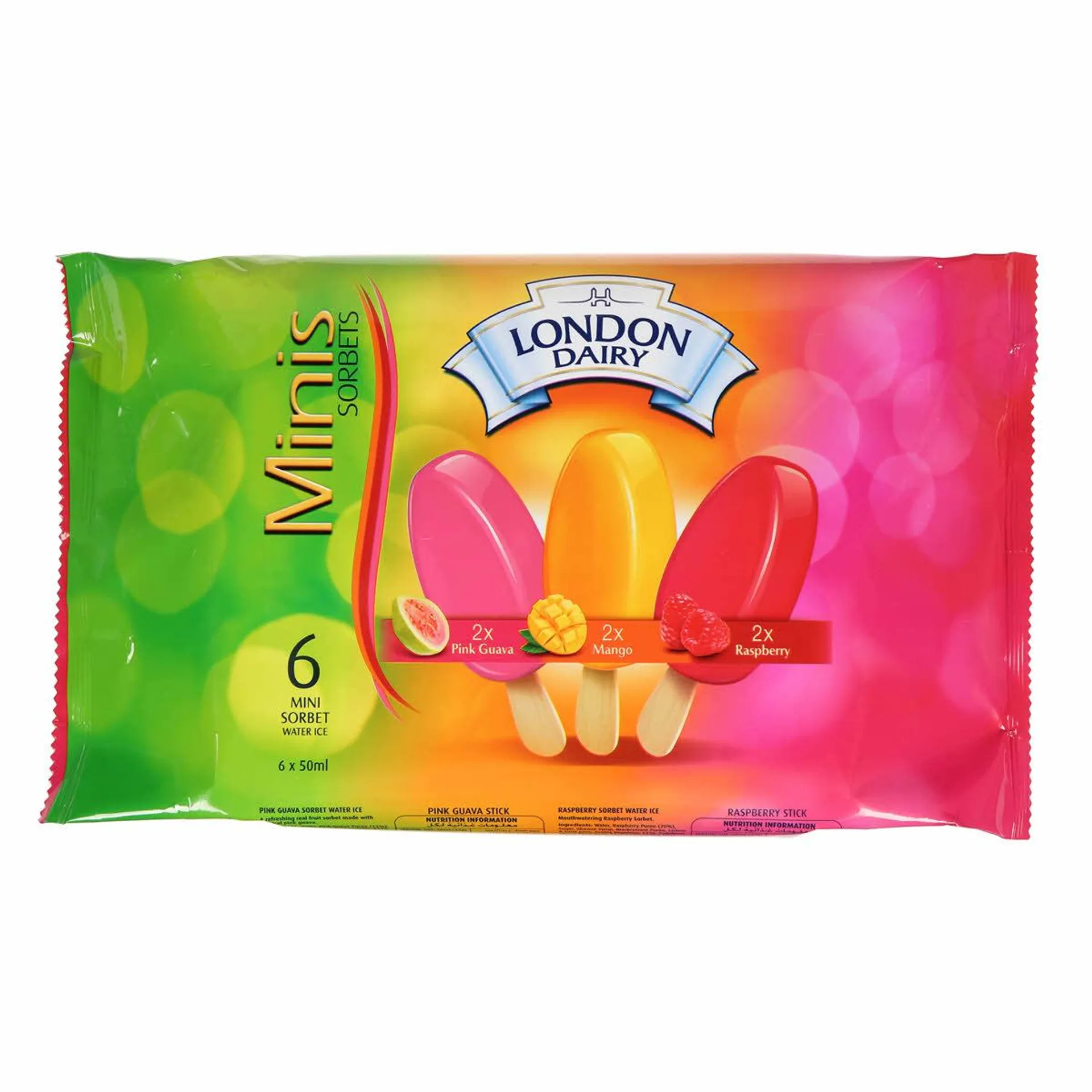 London Dairy Ice Cream Minis Mango + Raspberry + Pink Guava 6x50 ml