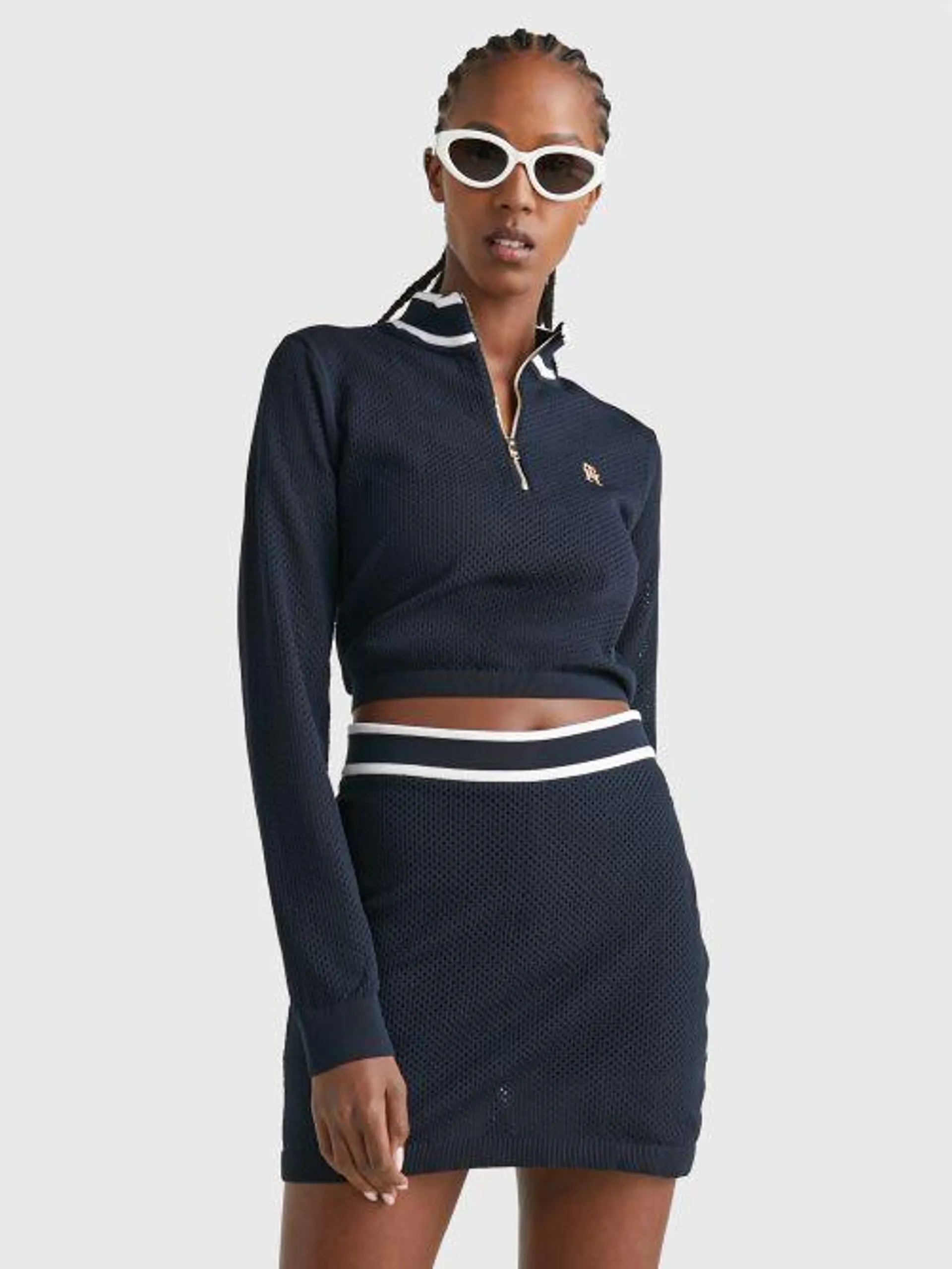 Sport Mesh Cropped Slim Fit Jumper