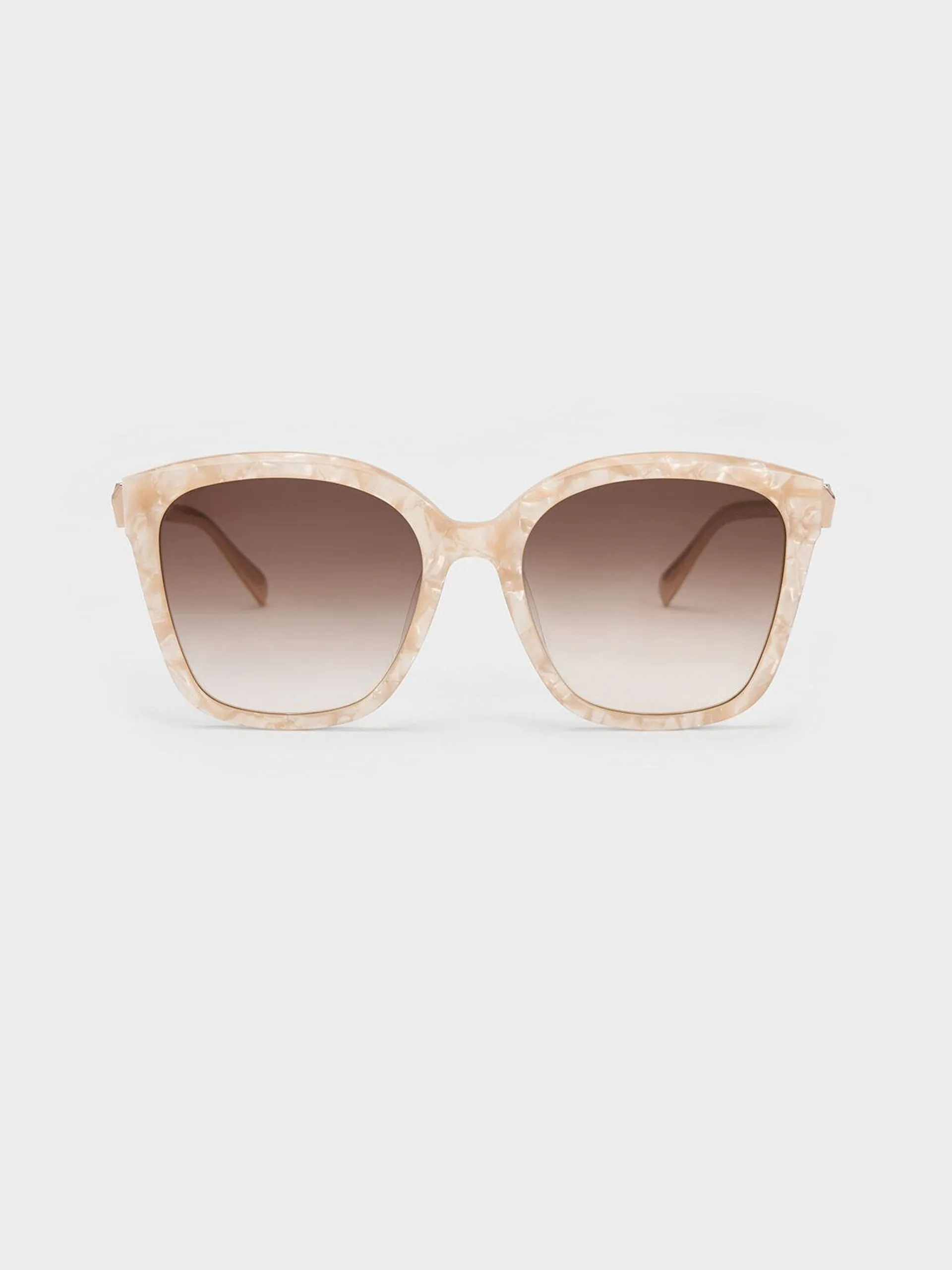 Oversized Square Acetate Sunglasses - Peach