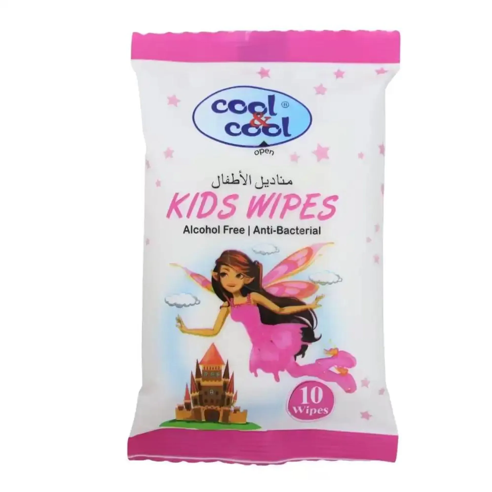 Cool and Cool Alcohol Free And Anti Bacterial Kids Wipes With Pink Fairy- 10 Wipes