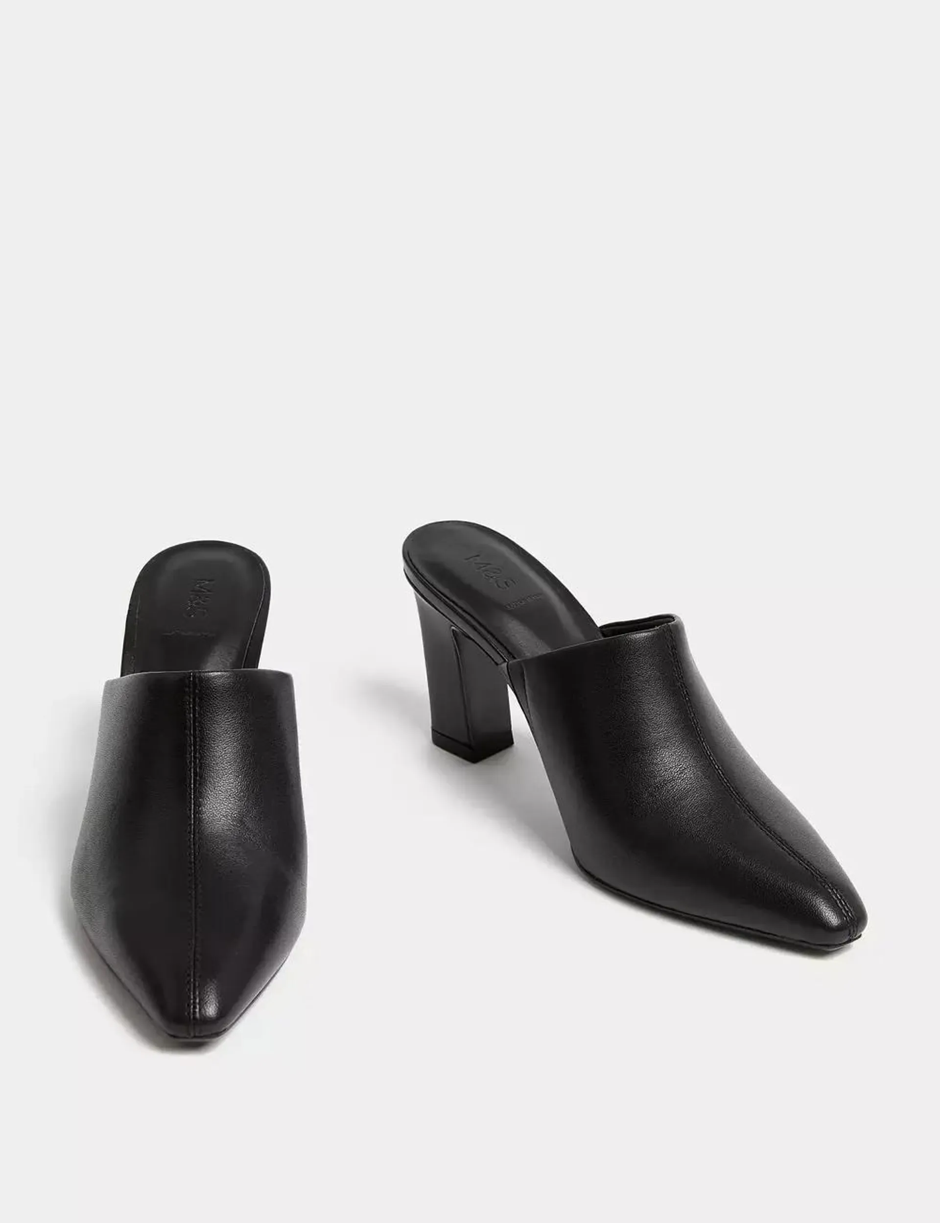 Leather Statement Heel Pointed Mules