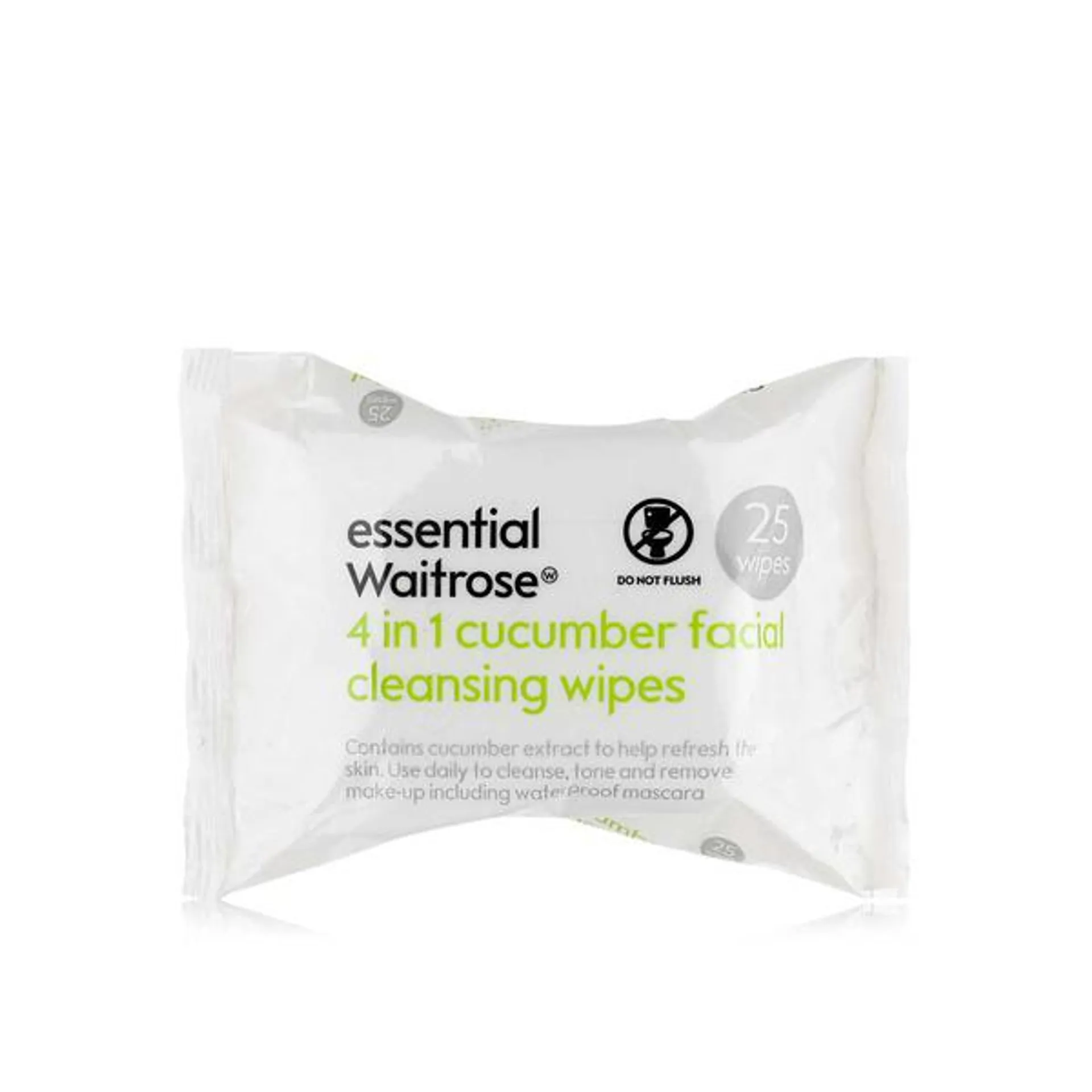 Essential Waitrose 4-in-1 cucumber cleansing wipes x 25