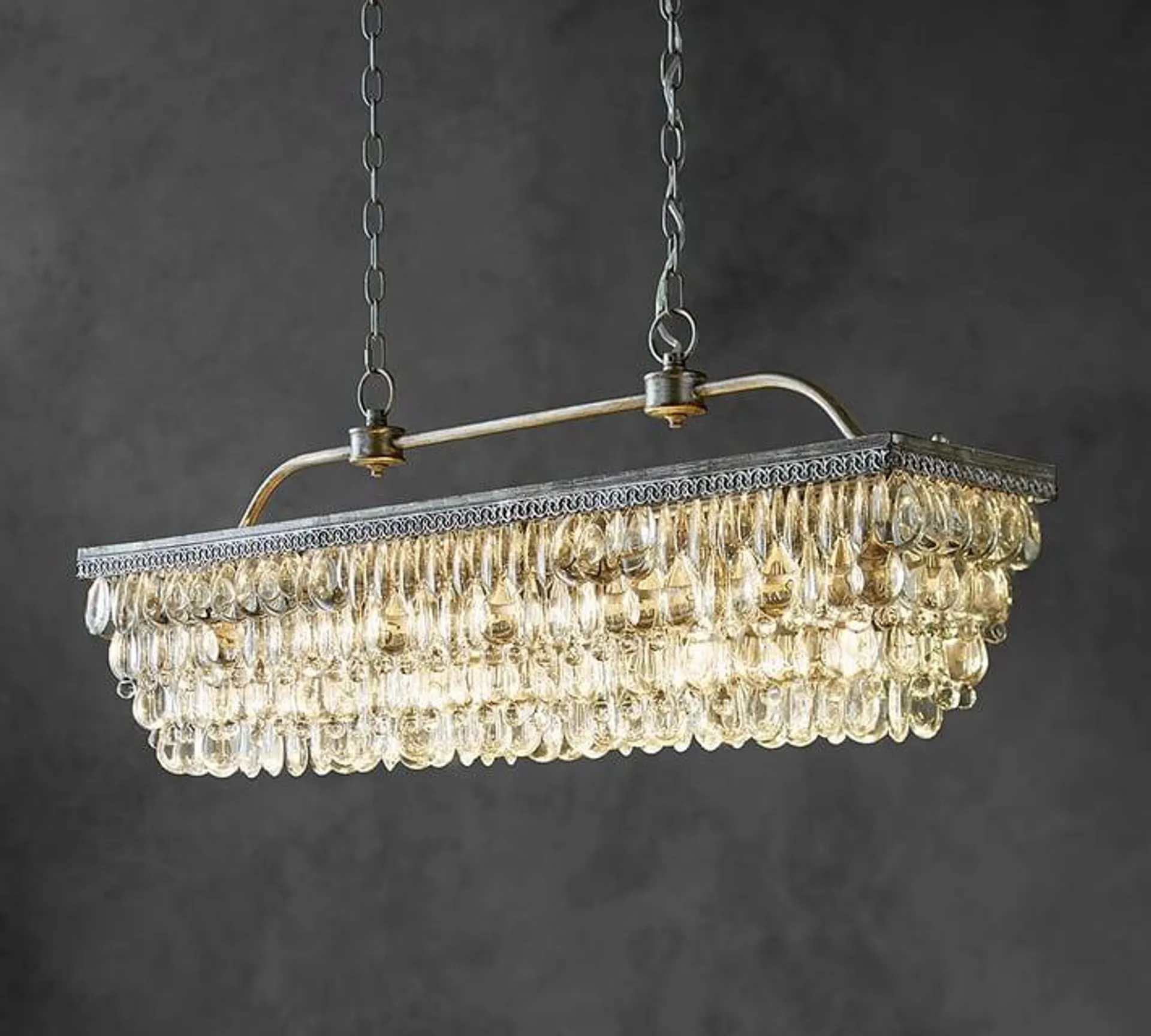 Clarissa Crystal Drop Rectangular Chandelier
