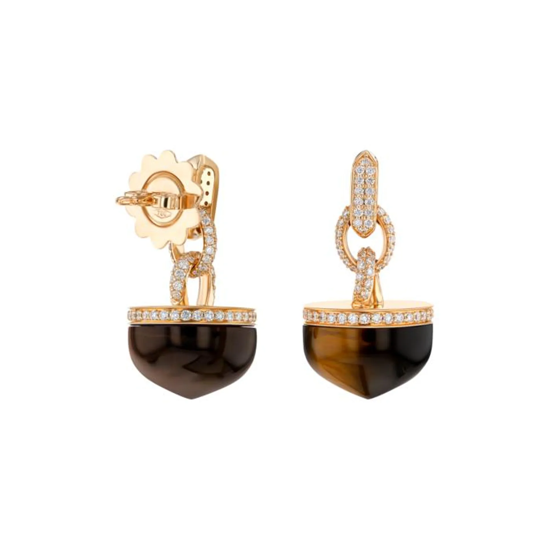 Dome Majesty Tiger Eye Diamond Earrings