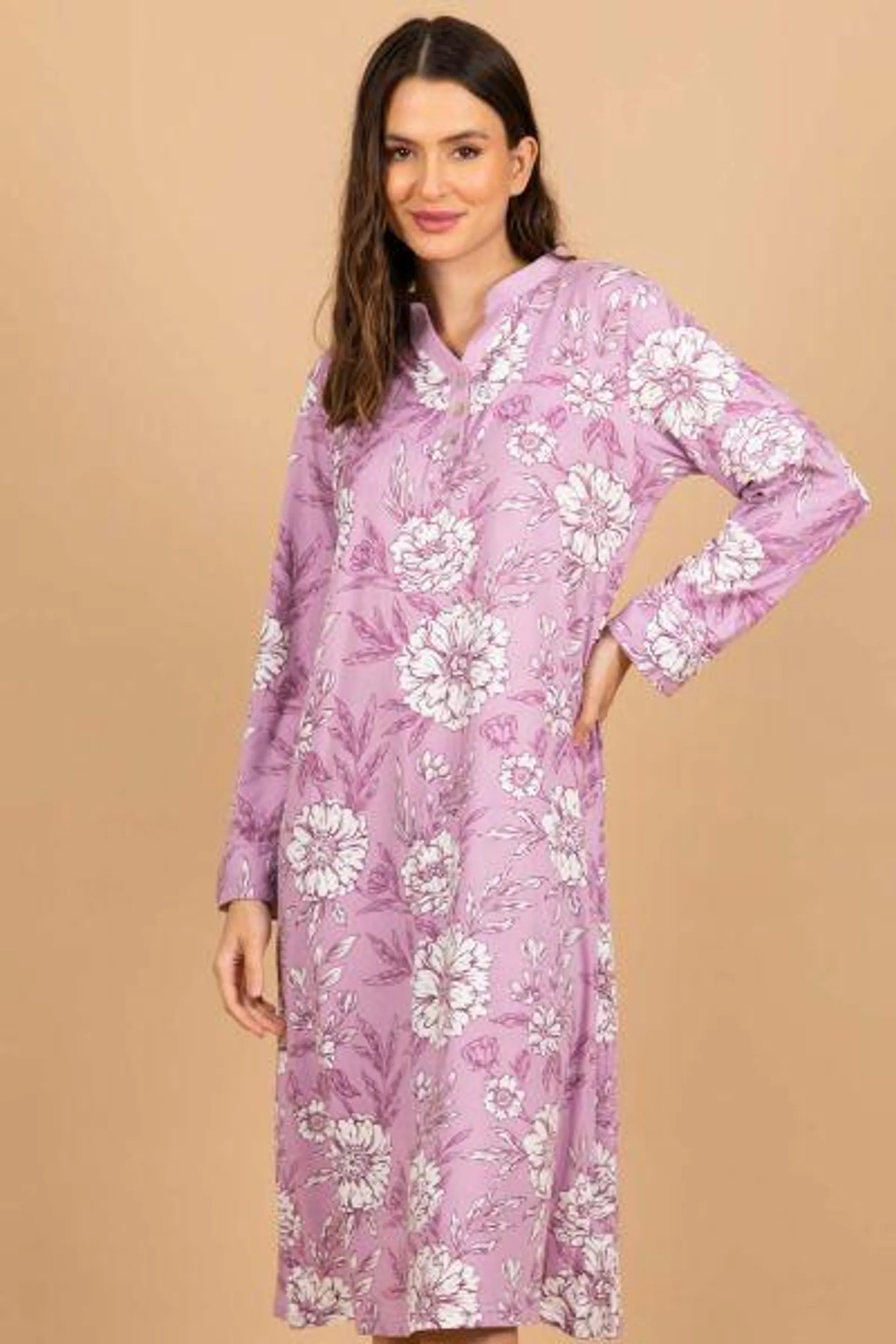 Ladies Dusky Pink Floral Nightdress