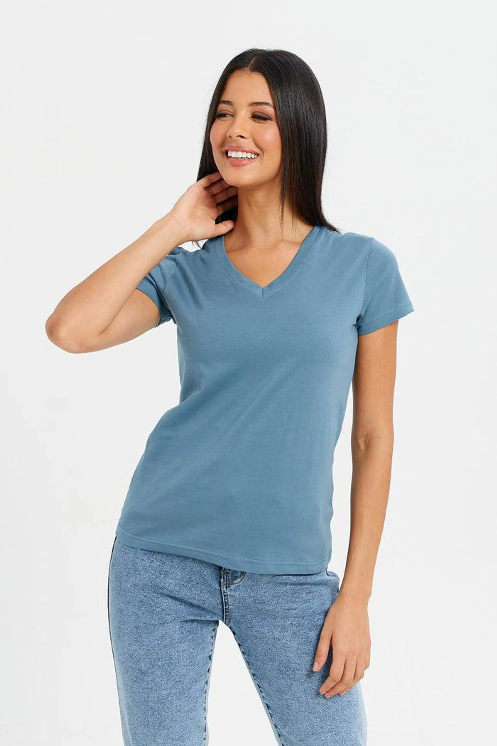 Women Blue Basic T-Shirt